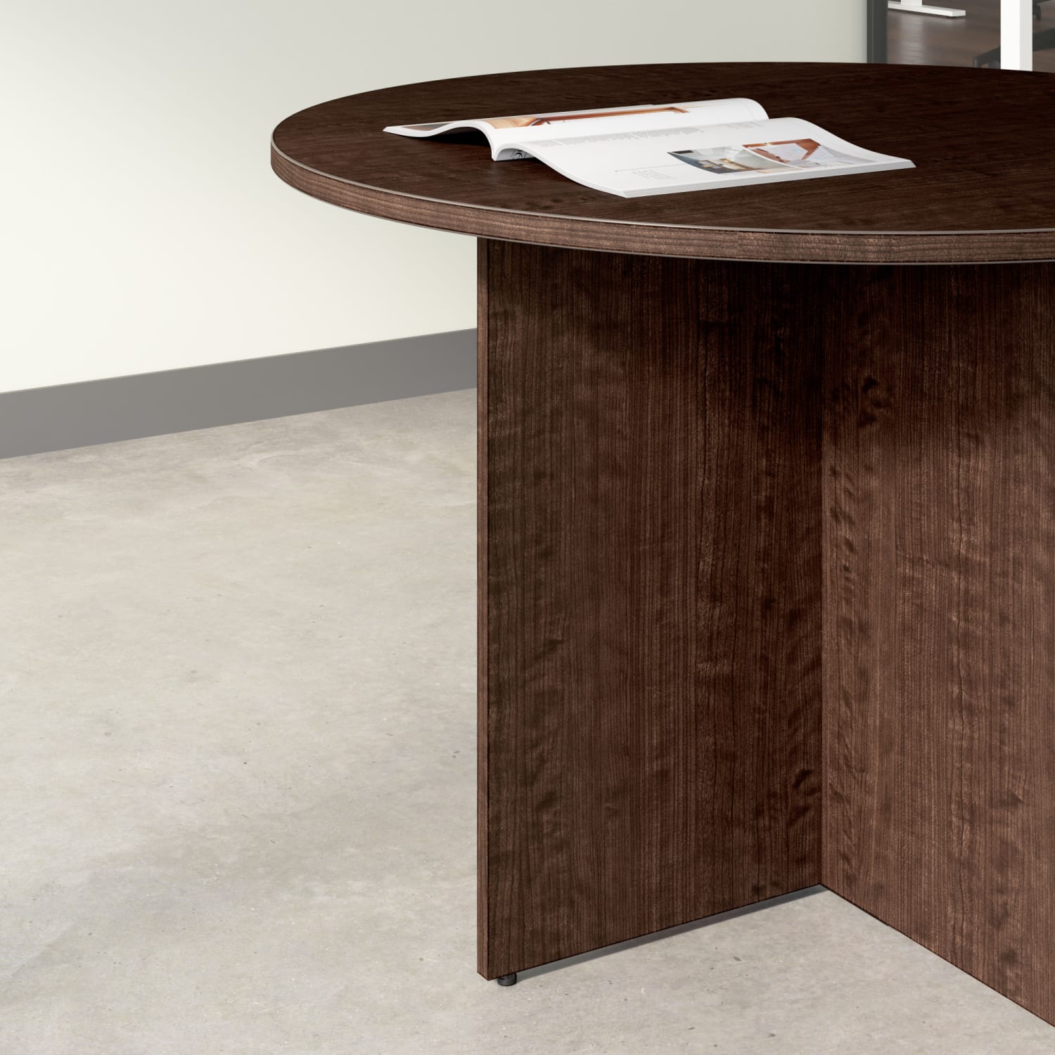 Bush Business Furniture 42-inch Round Conference Table with Wood Base, Mocha Cherry, Standard Delivery - Image 5