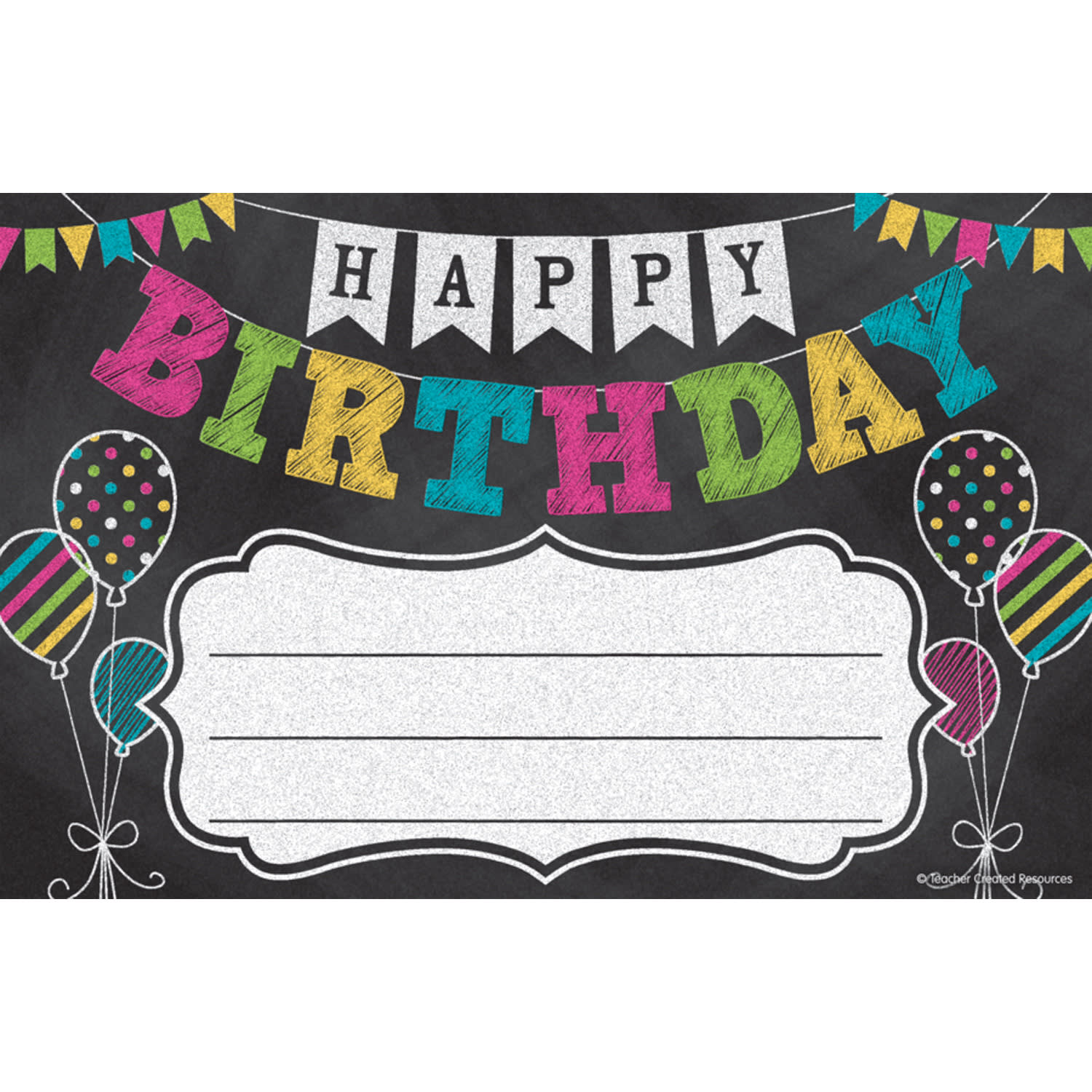 Teacher Created Resources Awards, 8-1/2in x 5-1/2in, Chalkboard Brights Happy Birthday, 25 Per Pack, Set Of 6 Packs - Image 3