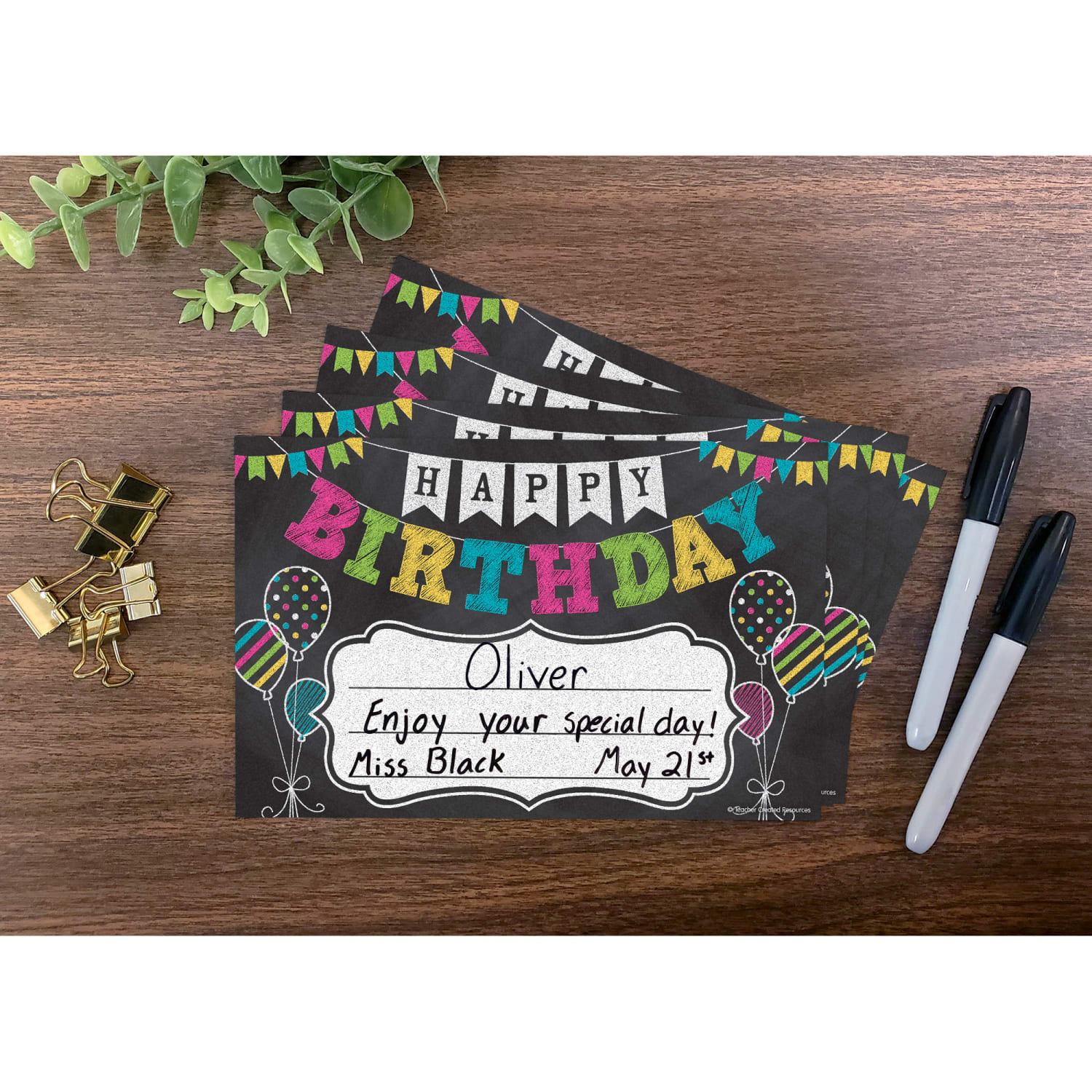 Teacher Created Resources Awards, 8-1/2in x 5-1/2in, Chalkboard Brights Happy Birthday, 25 Per Pack, Set Of 6 Packs - Image 4