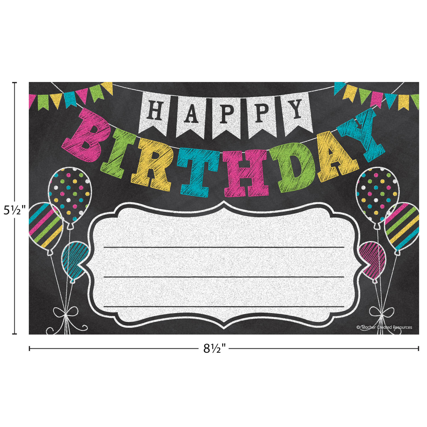 Teacher Created Resources Awards, 8-1/2in x 5-1/2in, Chalkboard Brights Happy Birthday, 25 Per Pack, Set Of 6 Packs - Image 5