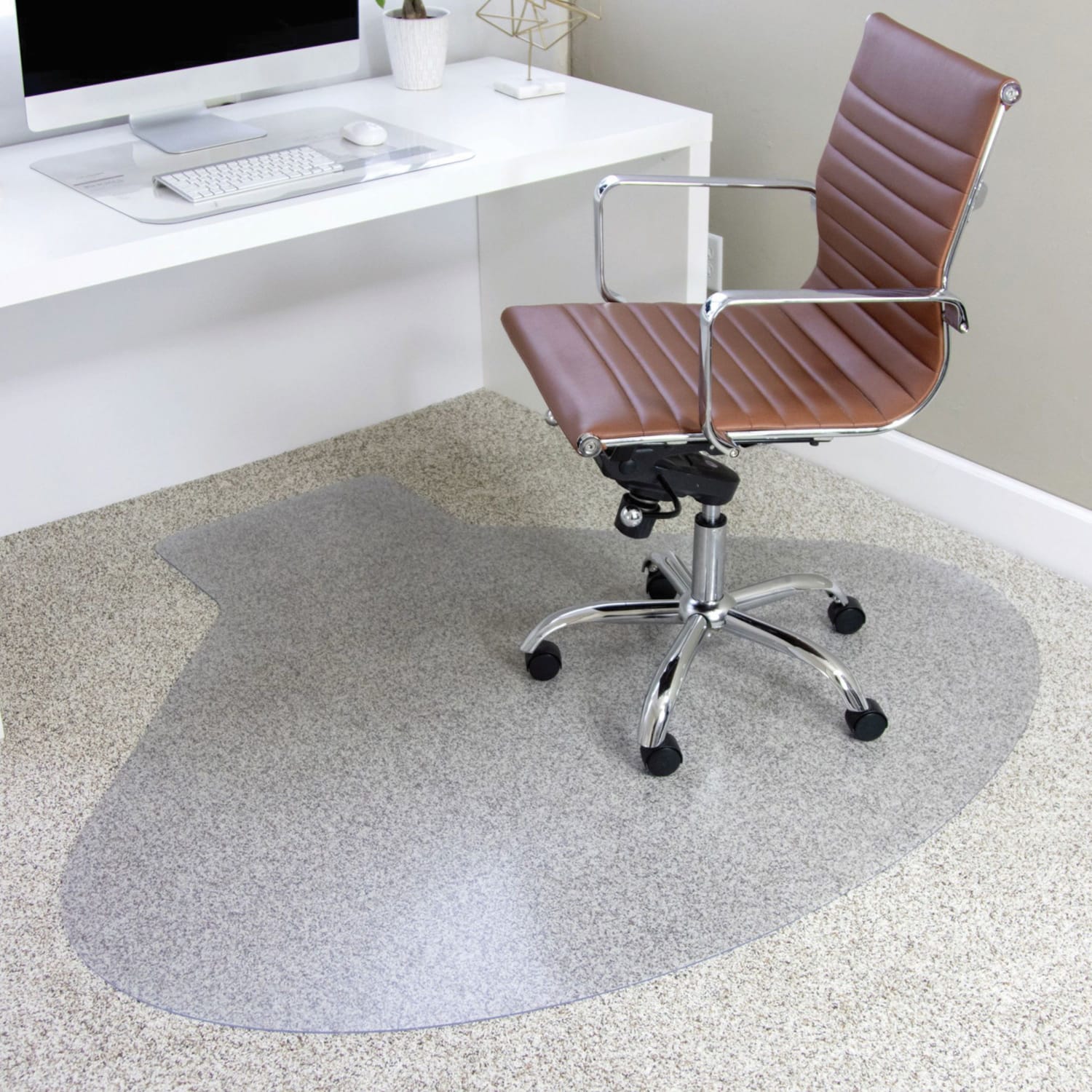 ES Robbins EverLife Workstation Vinyl Chair Mat For Medium Pile Carpet, 66in x 60in, Clear - Image 3