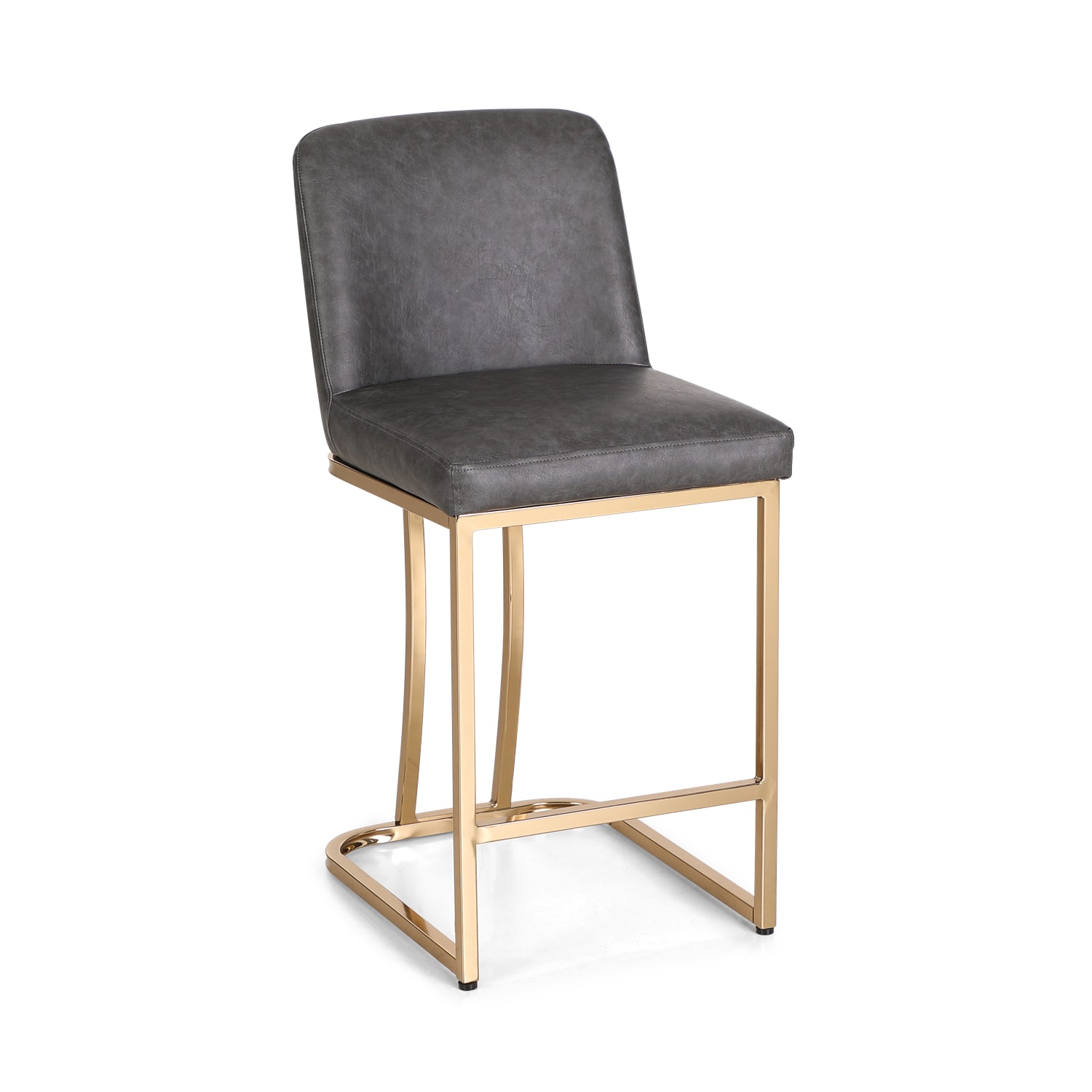 ALPHA HOME Faux Leather CounterHeight Bar Stool With Back GrayGold PopularChairscom ALPHA HOME Faux Leather Counter Height Bar Stool With Back GrayGold PopularChairscom