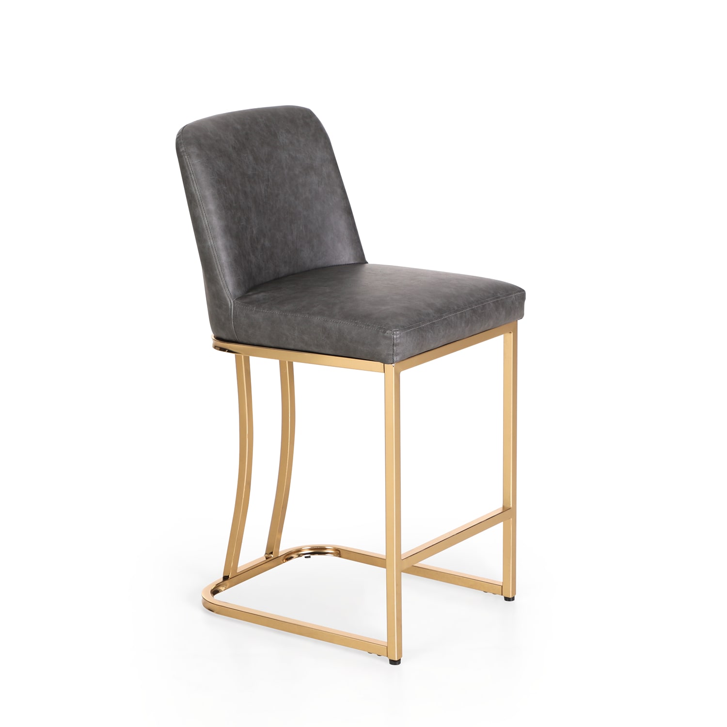 ALPHA HOME Faux Leather CounterHeight Bar Stool With Back GrayGold PopularChairscom ALPHA HOME Faux Leather Counter Height Bar Stool With Back GrayGold PopularChairscom