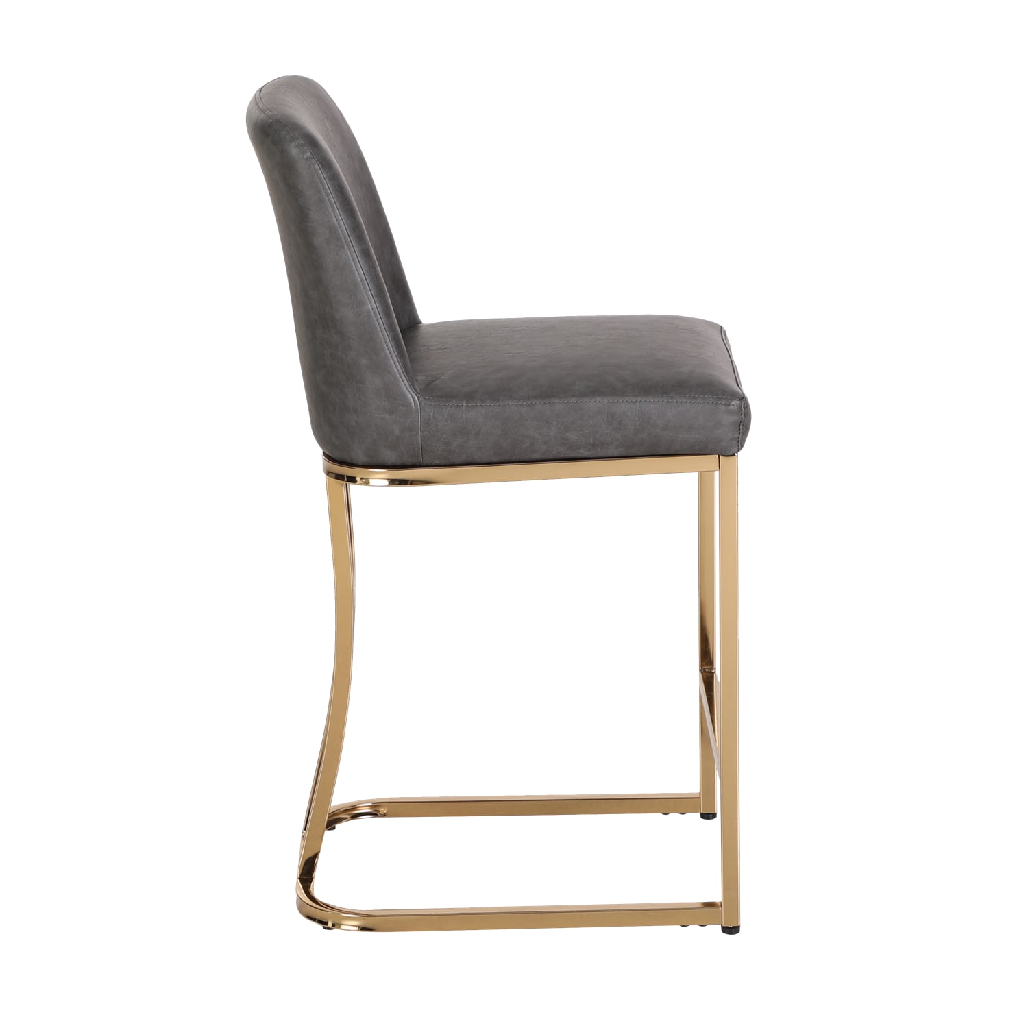 ALPHA HOME Faux Leather CounterHeight Bar Stool With Back GrayGold PopularChairscom ALPHA HOME Faux Leather Counter Height Bar Stool With Back GrayGold PopularChairscom