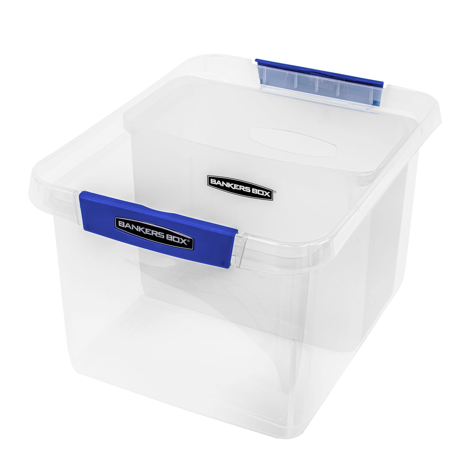 Bankers Box Portable Open Desktop File Box with Side Handles, 1 Each - Desktop - Hanging Rail, Handle, Durable - Clear - Polypropylene - 1 Each - Image 6