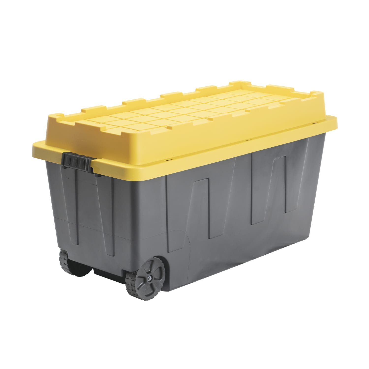 Centrex Tough Box Wheeled Tote With Lid, 64-Gallon, 46-1/2inL x 21-1/4inW x 23-1/4inH, 45% Recycled, Black/Yellow - Image 3