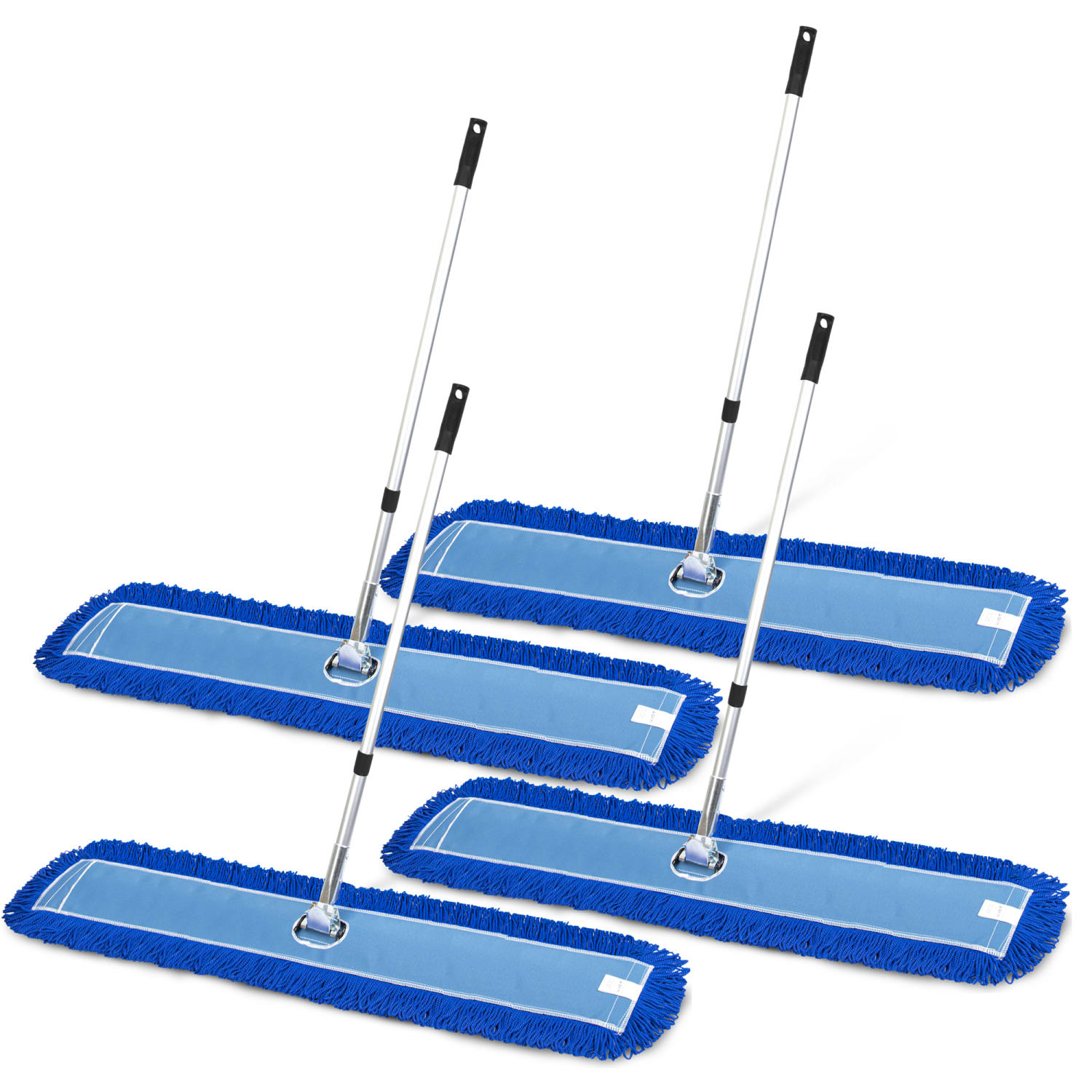 Gritt Commercial All-In-One Microfiber Dust Mop Sets With 72in Telescopic Handle, 60in, Blue/Silver, Pack Of 4 Sets - Image 3