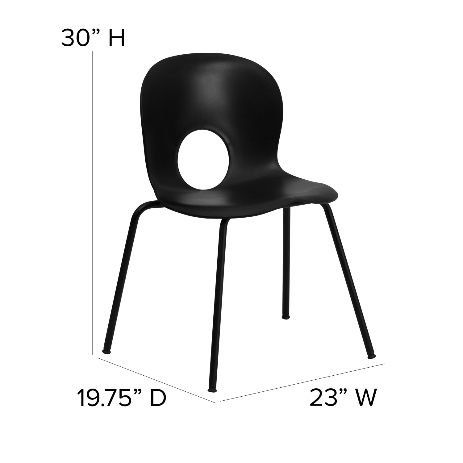 Flash Furniture HERCULES Series 770 lb. Capacity Designer Plastic Stack Chair with Black Frame, Black - Image 5
