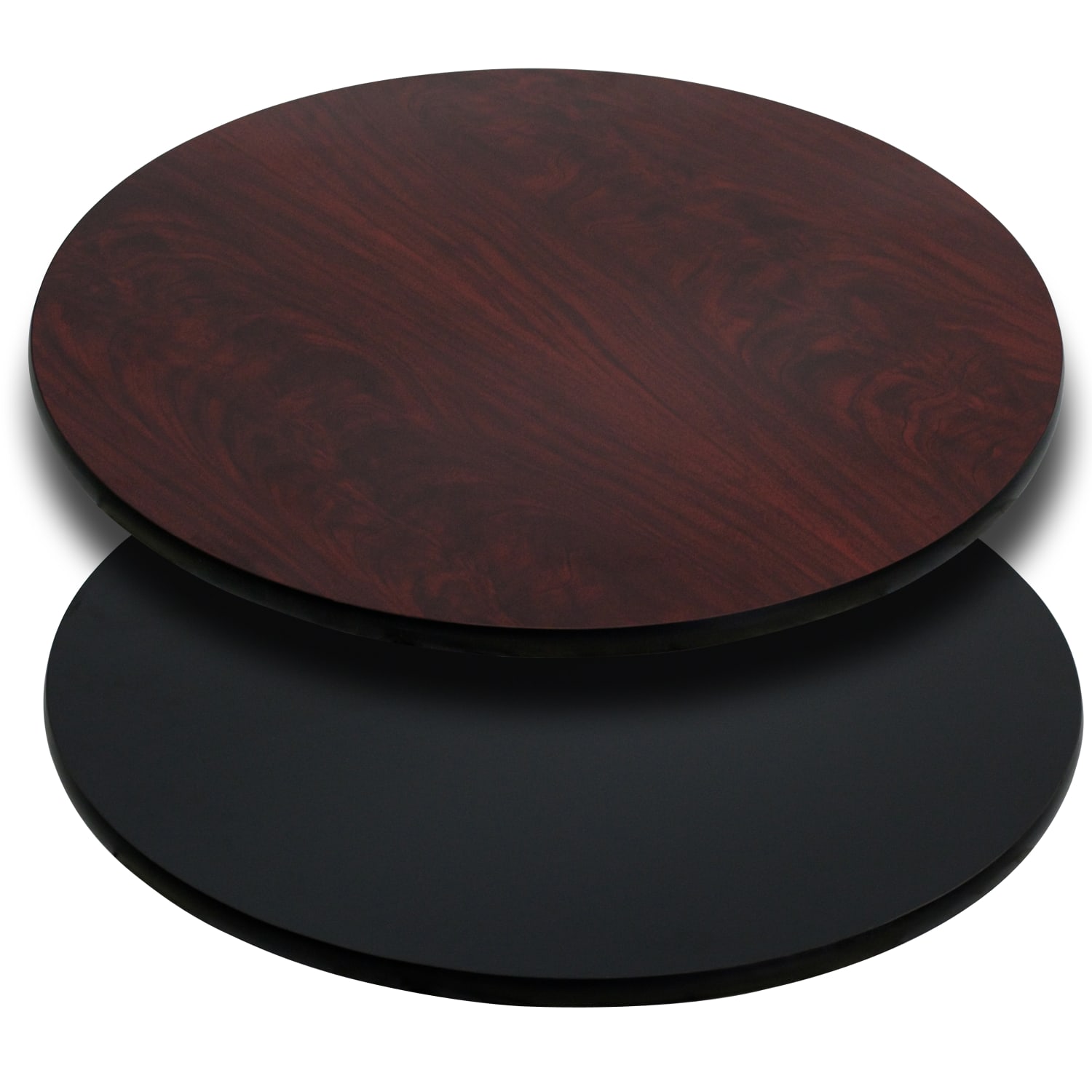 Flash Furniture Reversible Laminate Round Table Top, 42in, Mahogany/Black