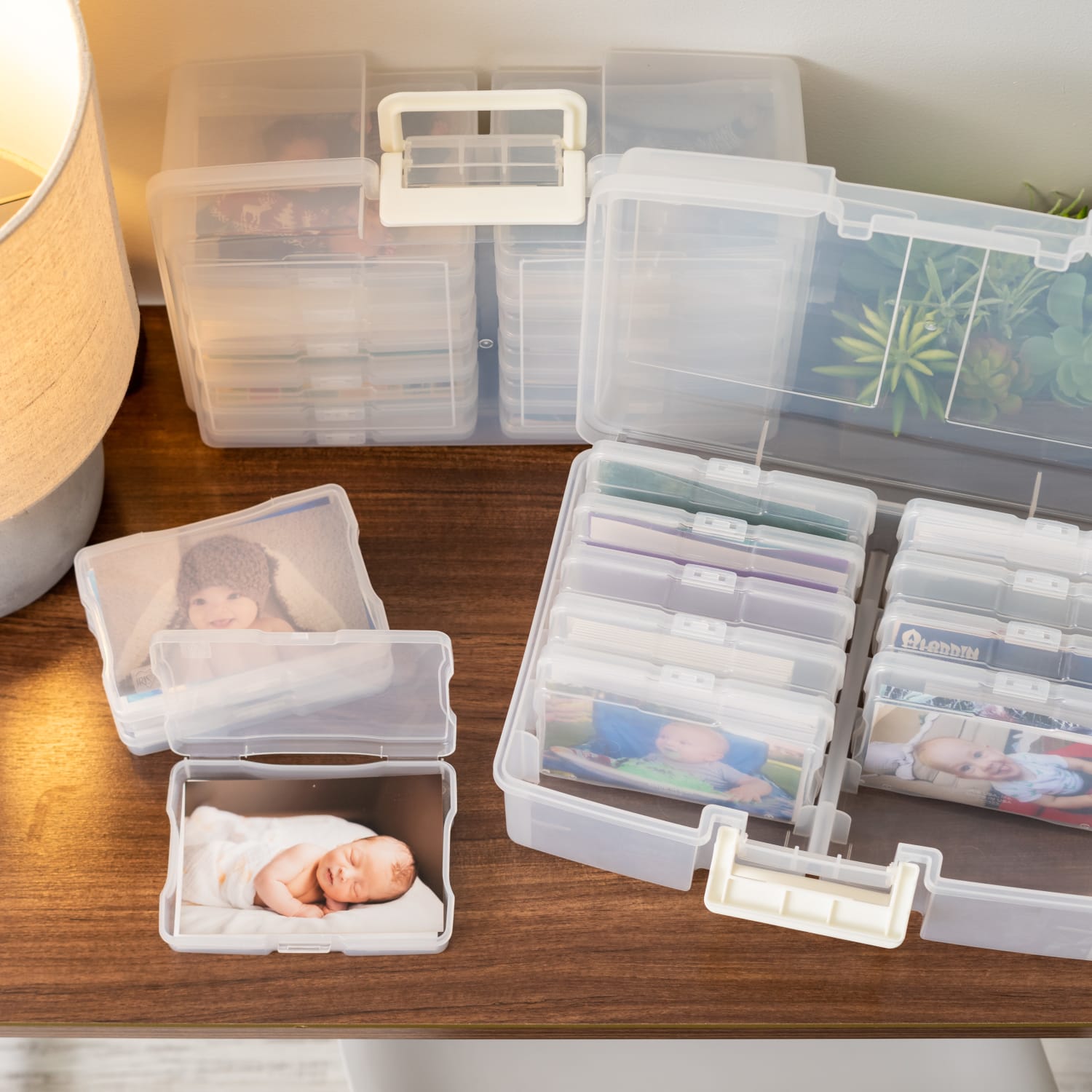 Iris Large Photo Box With 12 Photo Cases, 20-1/16inL x 15inW x 16-1/8inH, Clear - Image 6