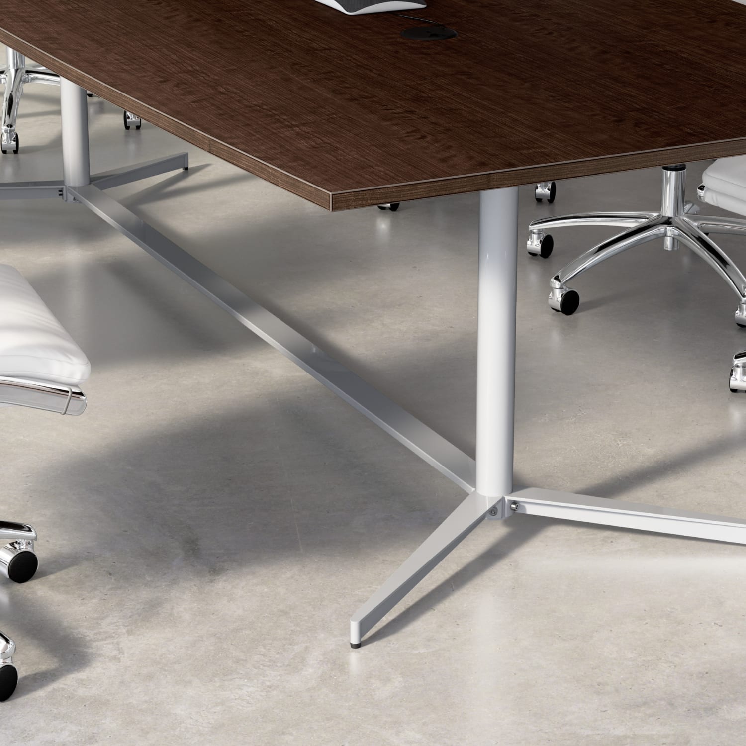 Bush Business Furniture 120inW x 48inD Boat Shaped Conference Table with Metal Base, Mocha Cherry/Silver, Standard Delivery - Image 5