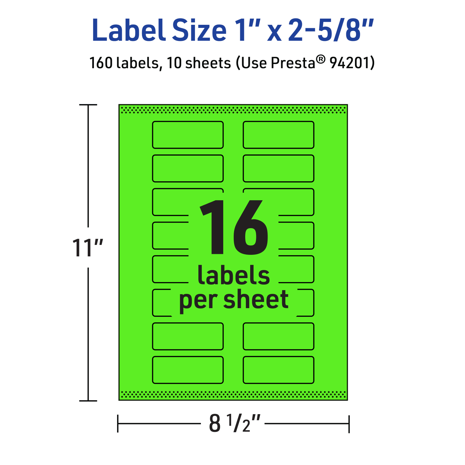 Avery Print-To-The-Edge Labels With Sure Feed Technology And Easy Peel, 94201-NGP10, Rectangle, 1in x 2-5/8in, Matte Neon Green, Pack of 160 - Image 6