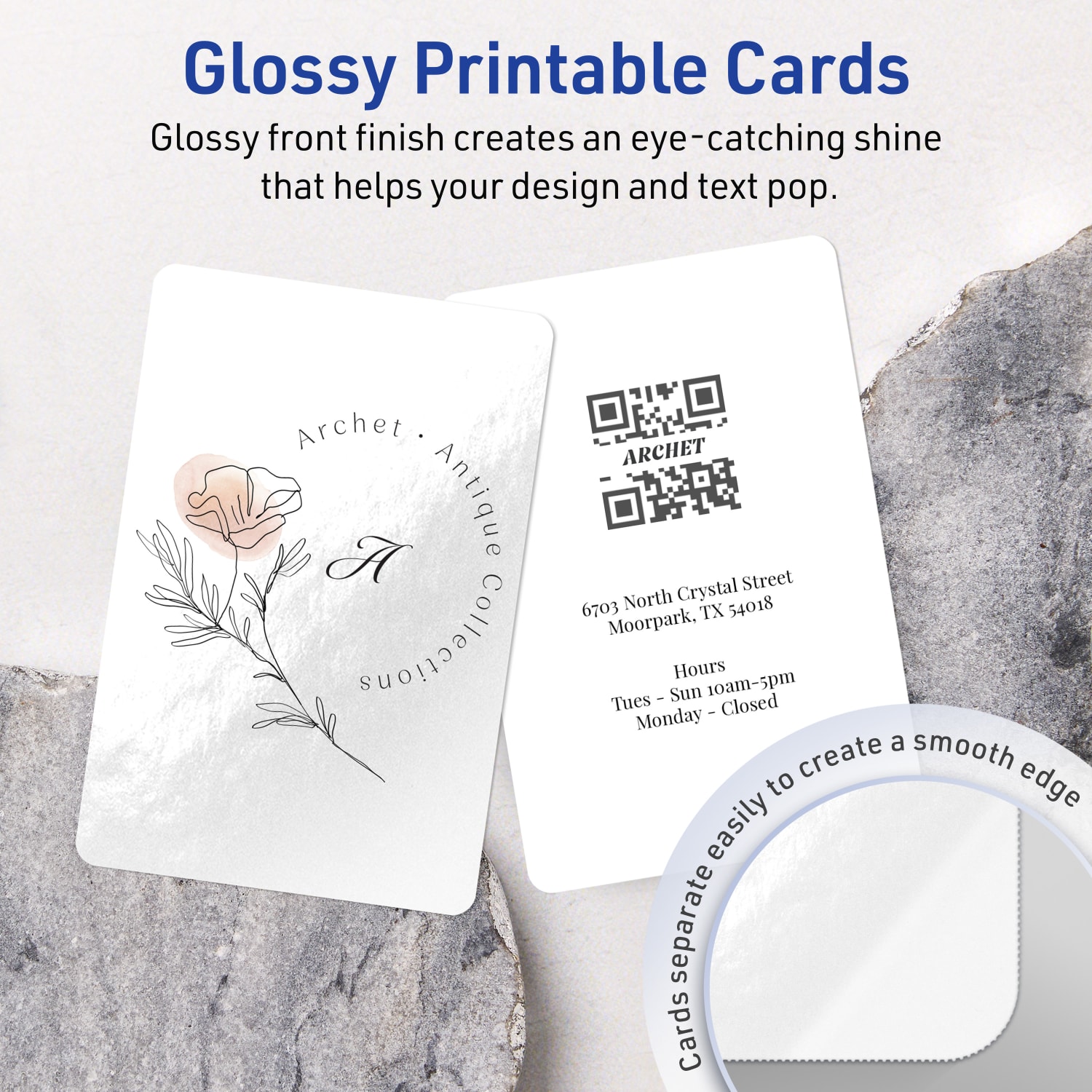 Avery Printable Index Cards With Sure Feed Technology, 3in x 5in Rectangle Rounded Corners, Glossy White, Pack Of 30 - Image 3
