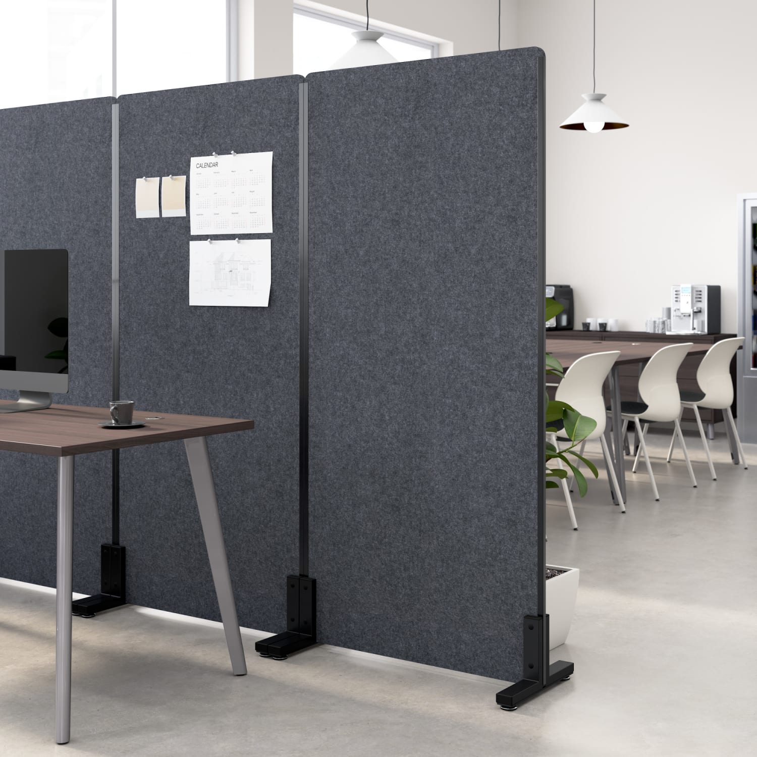 WorkPro Motiva Freestanding Privacy Screen, 72inH x 34inW x 15inD, Cool Charcoal, Standard Delivery