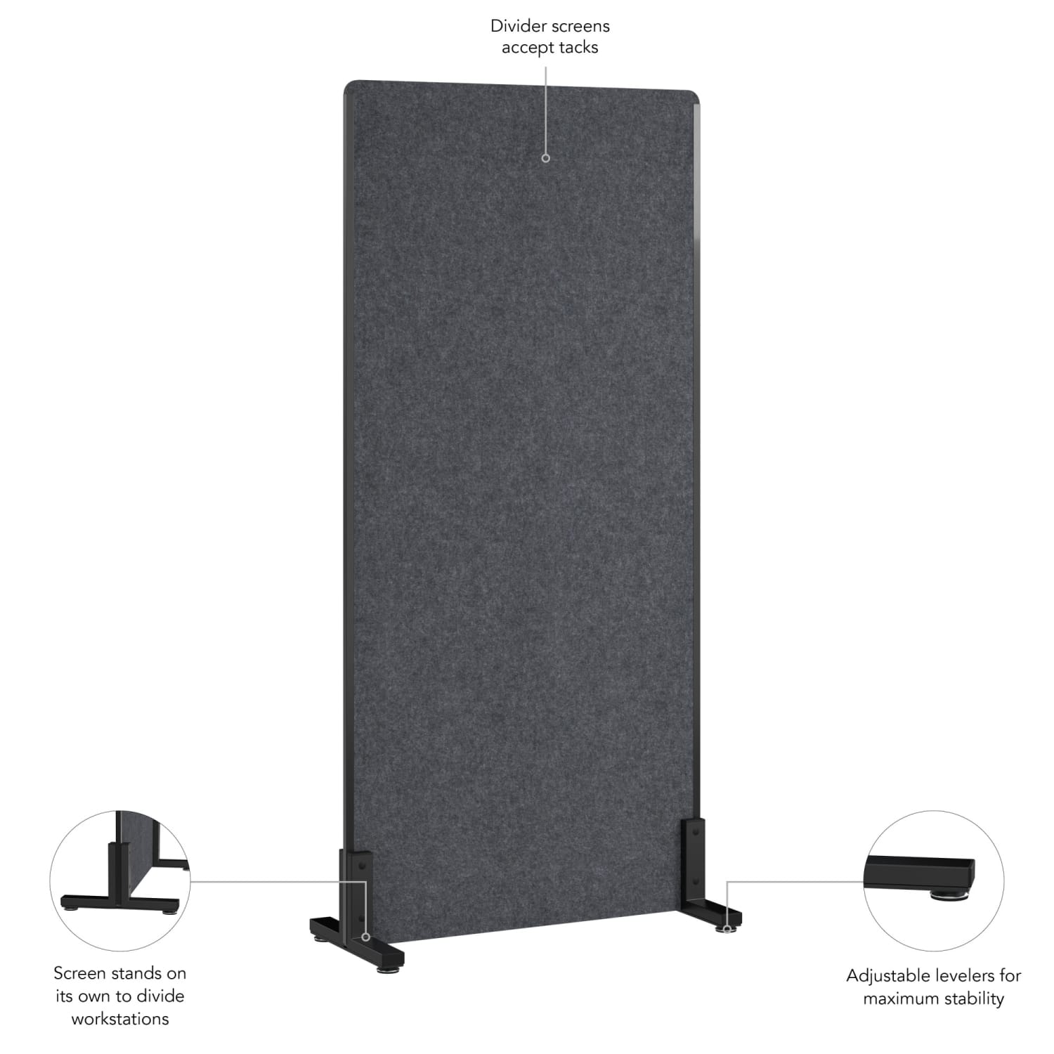 WorkPro Motiva Freestanding Privacy Screen, 72inH x 34inW x 15inD, Cool Charcoal, Standard Delivery - Image 4