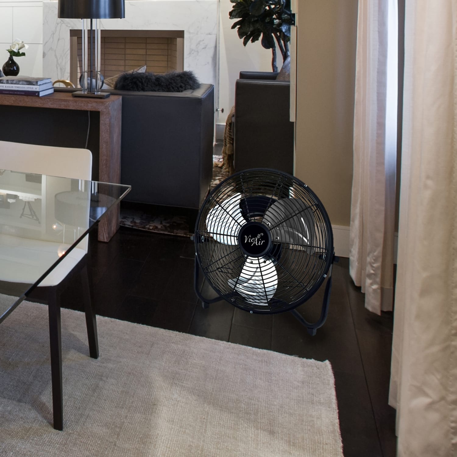 Vie Air 18in 3-Speed High-Velocity Floor Fan, 21inH x 21-1/2inW x 10inD, Black - Image 6