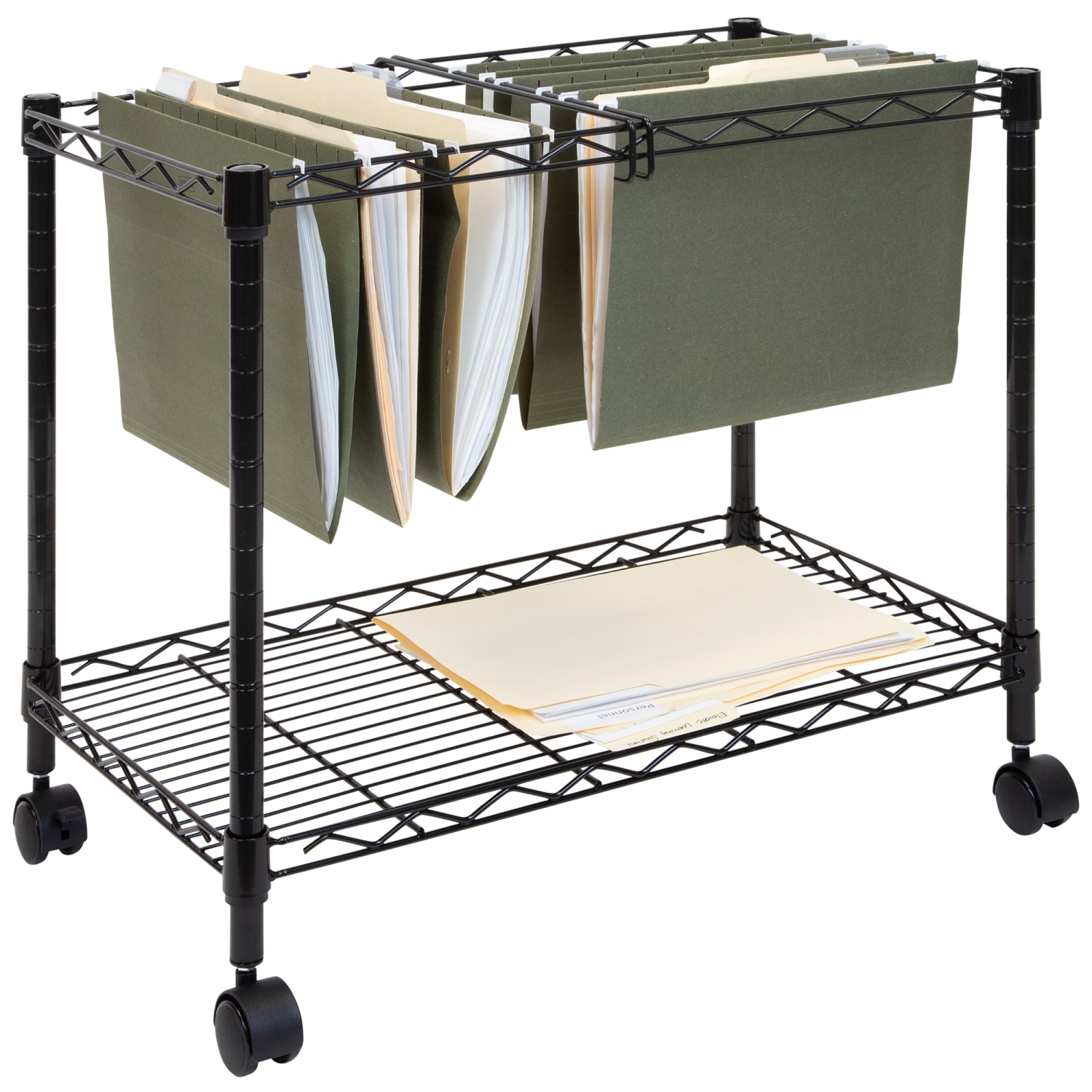 Mount-It! MI-7858 Rolling File Cart With Folder Rack, Black - Image 3