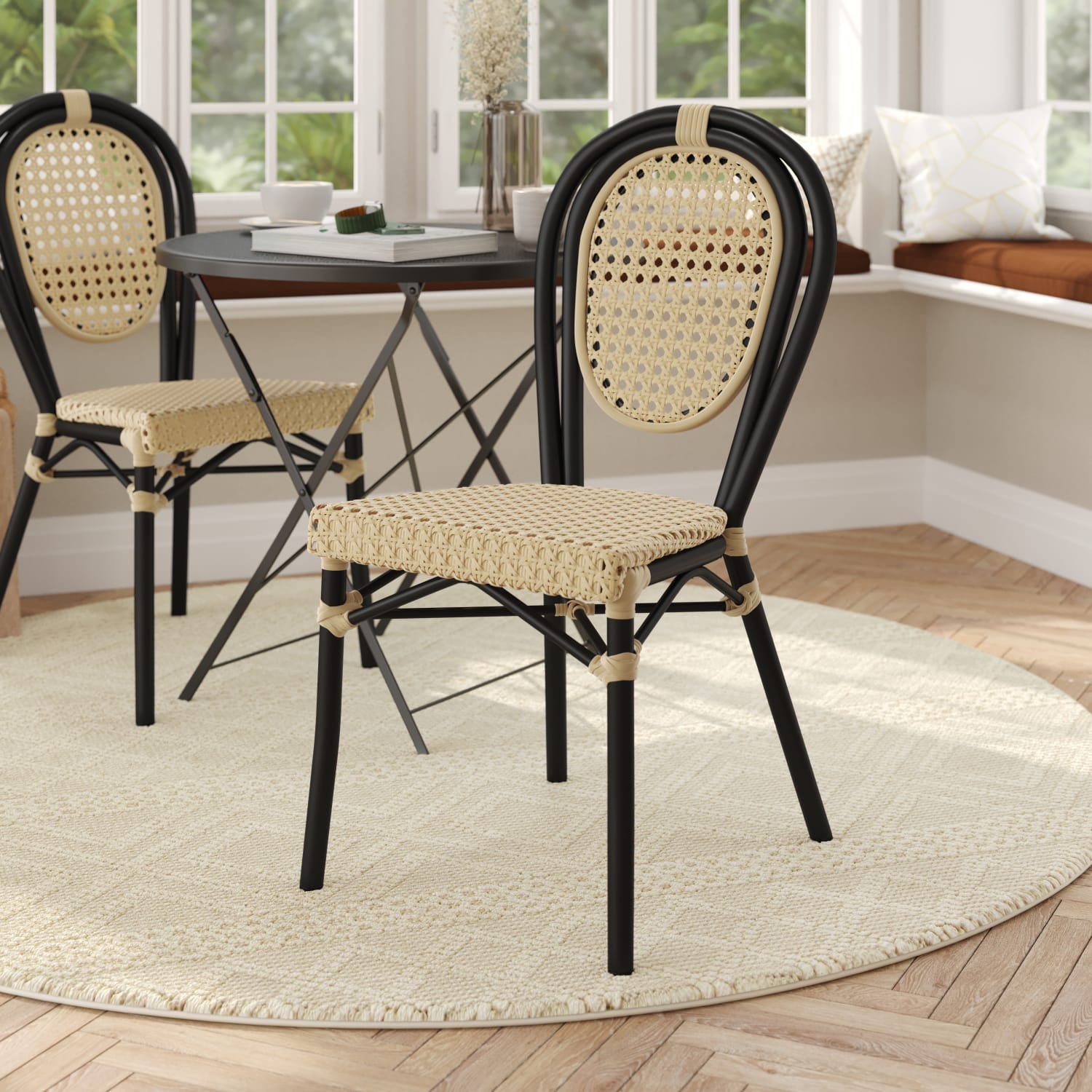 Flash Furniture Cannes IndoorOutdoor Commercial Thonet Bistro Stacking Chair PE Cane Rattan and Aluminum Frame NaturalBlack Frame PopularChairscom Flash Furniture Cannes IndoorOutdoor Commercial Thonet Bistro Stacking Chair PE Cane Rattan and Aluminum Frame NaturalBlack Frame PopularChairscom