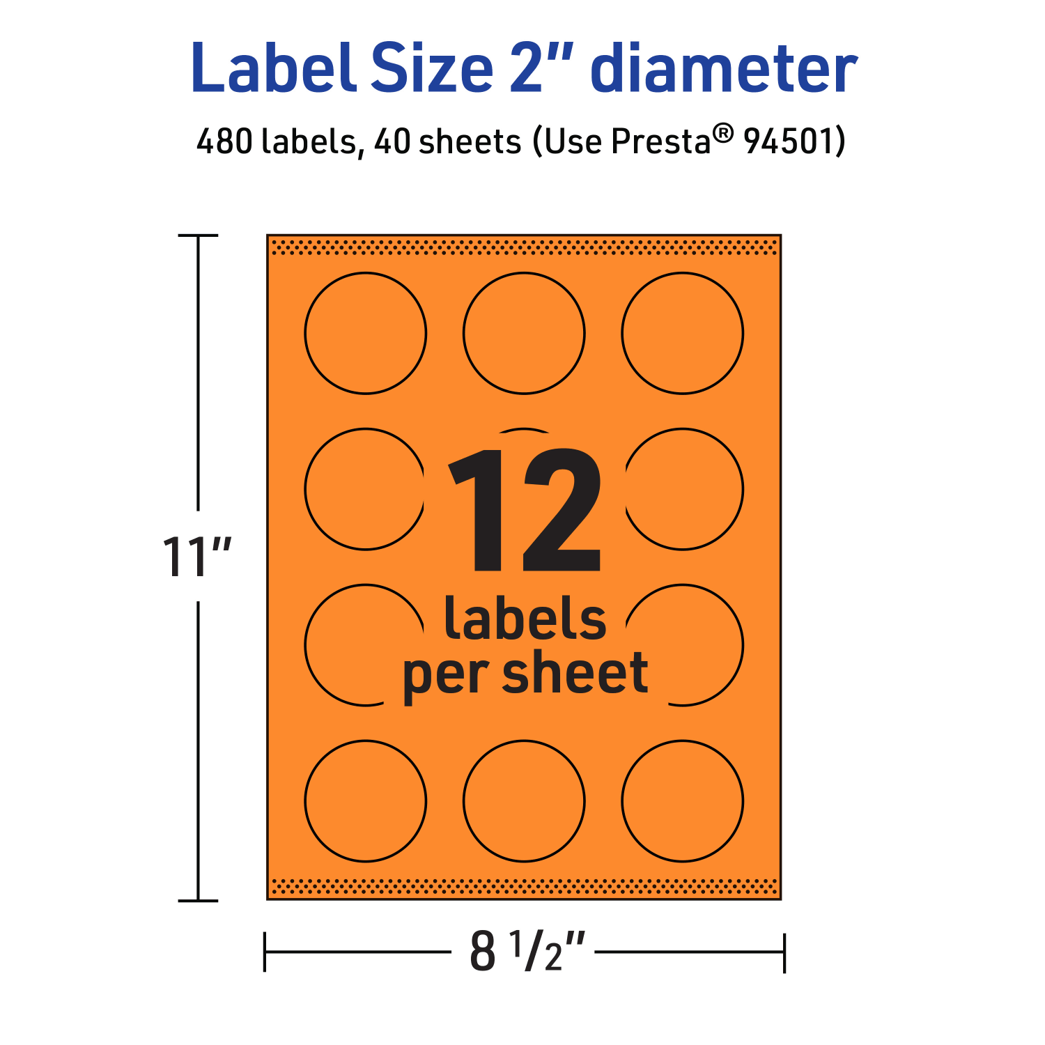 Avery Print-To-The-Edge Labels With Sure Feed Technology And Easy Peel Label Feature, 94501-BOP40, Round, 2in, Matte Bright Orange, Pack of 480 - Image 6