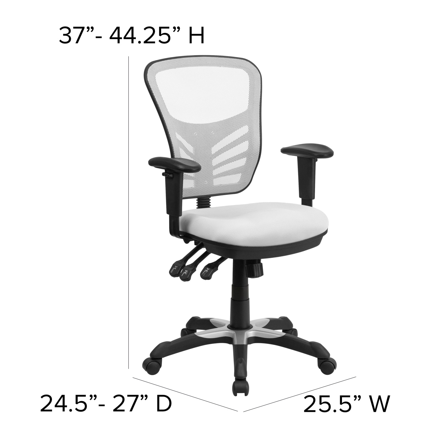 Flash Furniture Ergonomic Mesh Mid-Back Swivel Task Chair, White/Black - Image 5