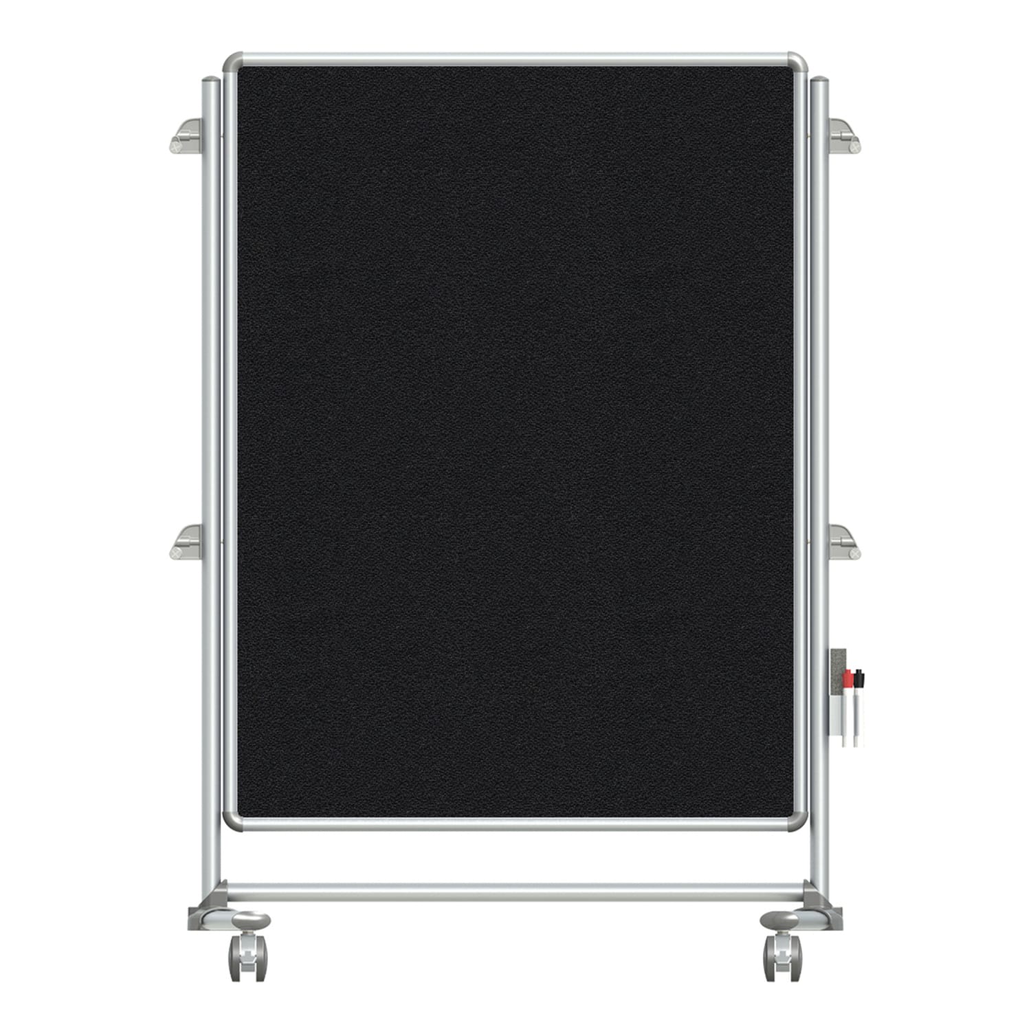 Ghent Nexus Jr. Partition Double-Sided Mobile Magnetic Whiteboard/Bulletin Board, 46 1/4in x 34 1/4in, Black Fabric/Silver Aluminum Frame - Image 5