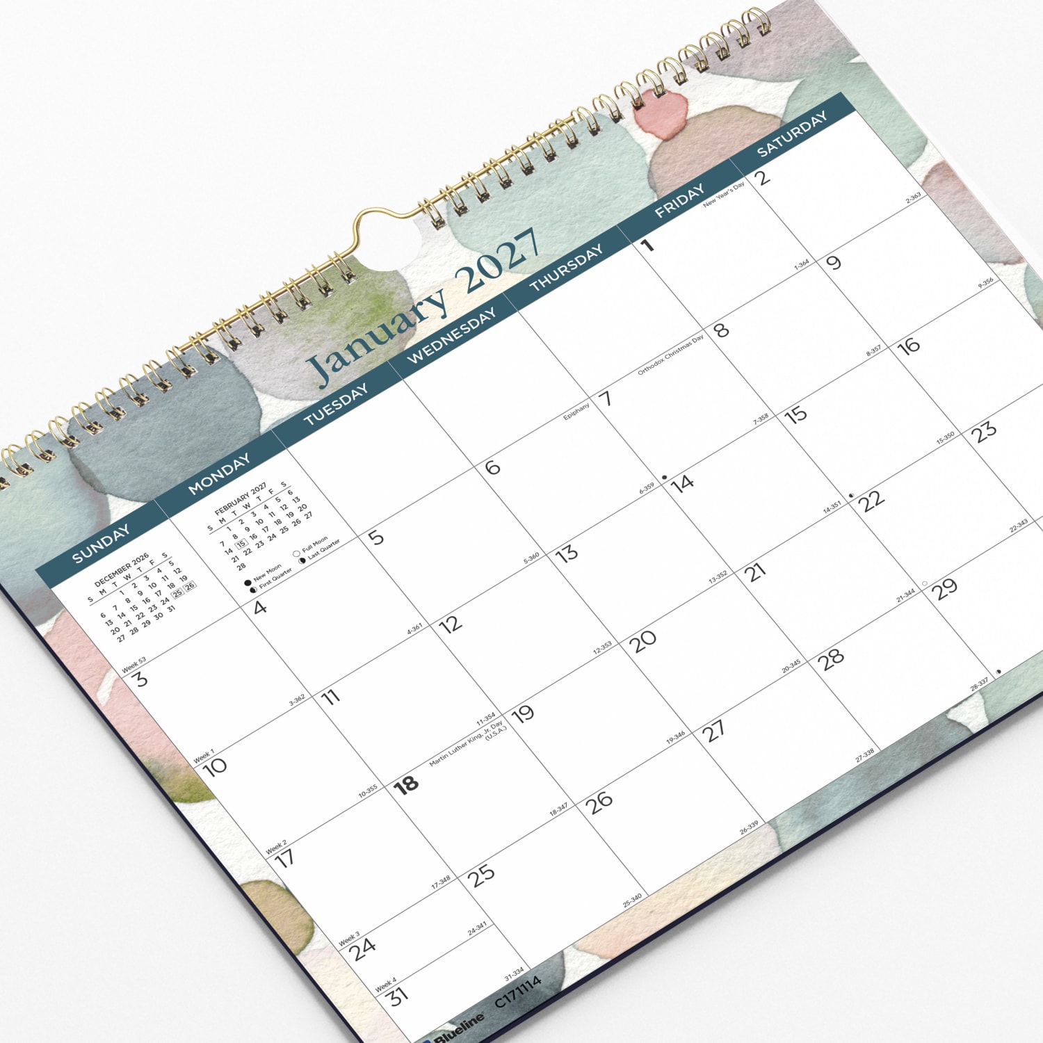 2027 Blueline Colorful Monthly Wall Calendar, 15in x 12in, Splash, January To December, C171114, Total Qty 1 - Image 5