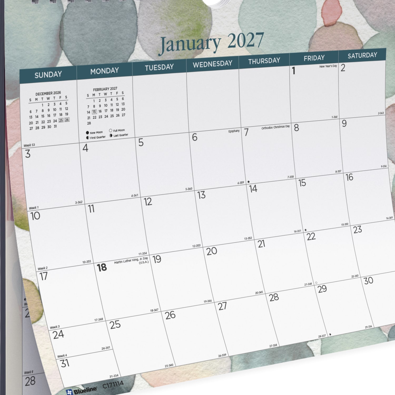 2027 Blueline Colorful Monthly Wall Calendar, 15in x 12in, Splash, January To December, C171114, Total Qty 1 - Image 6