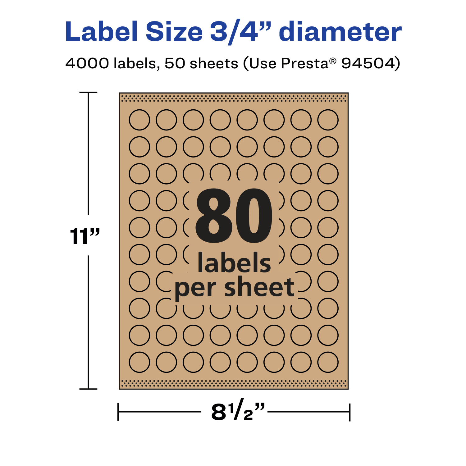 Avery Kraft Permanent Labels With Sure Feed, 94504-KMP50, Round, 3/4in Diameter, Brown, Pack Of 4,000 - Image 6