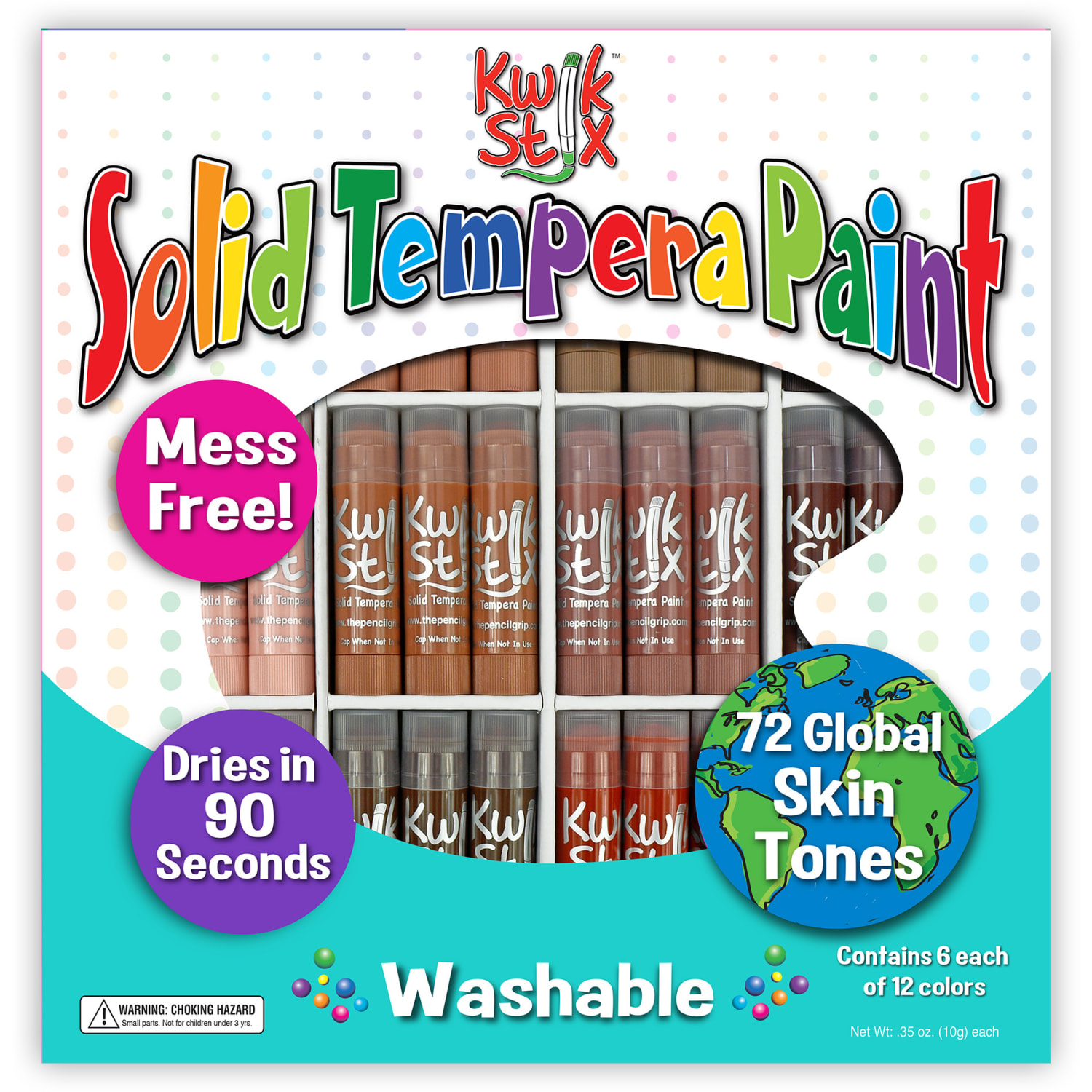 The Pencil Grip Kwik Stix Paint Sticks, Global Skin Tones, 6 Each Of 12 Colors, Set Of 72 - Image 3
