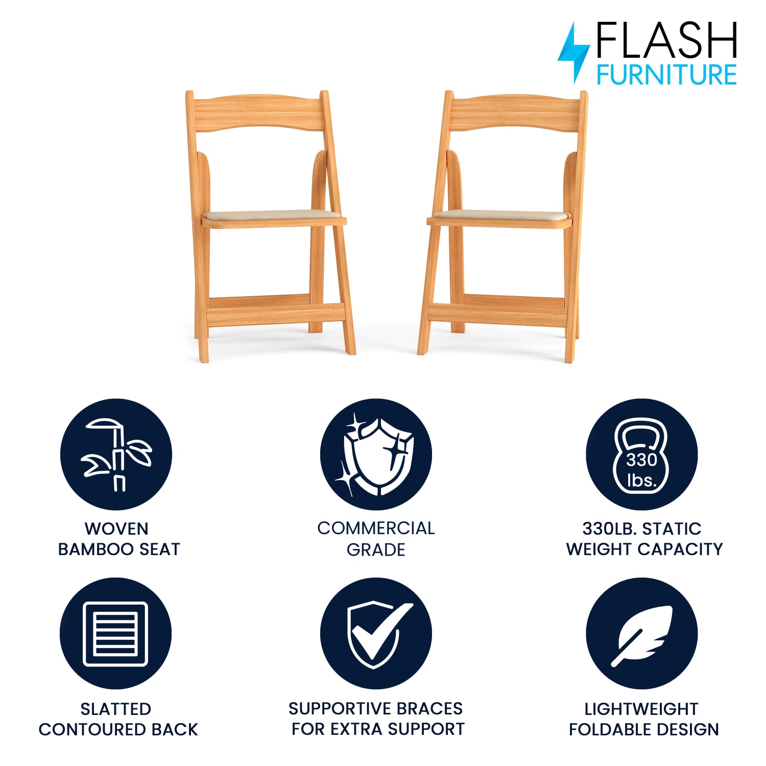 Flash Furniture HERCULES Series Wood Folding Chairs With Vinyl Padded Seats Natural Pack Of 2 Chairs PopularChairscom Flash Furniture HERCULES Series Wood Folding Chairs With Vinyl Padded Seats Natural Pack Of 2 Chairs PopularChairscom