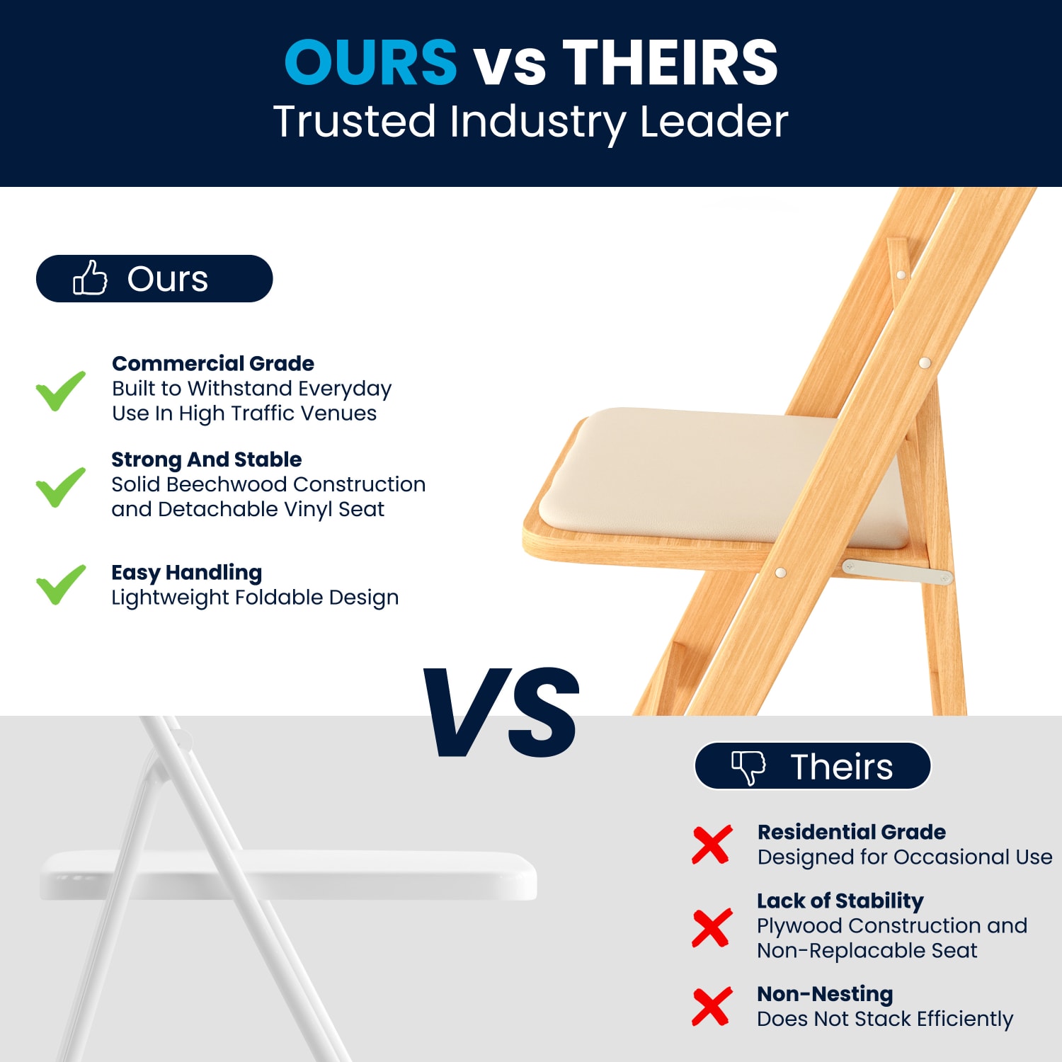 Flash Furniture HERCULES Series Wood Folding Chairs With Vinyl Padded Seats Natural Pack Of 2 Chairs PopularChairscom