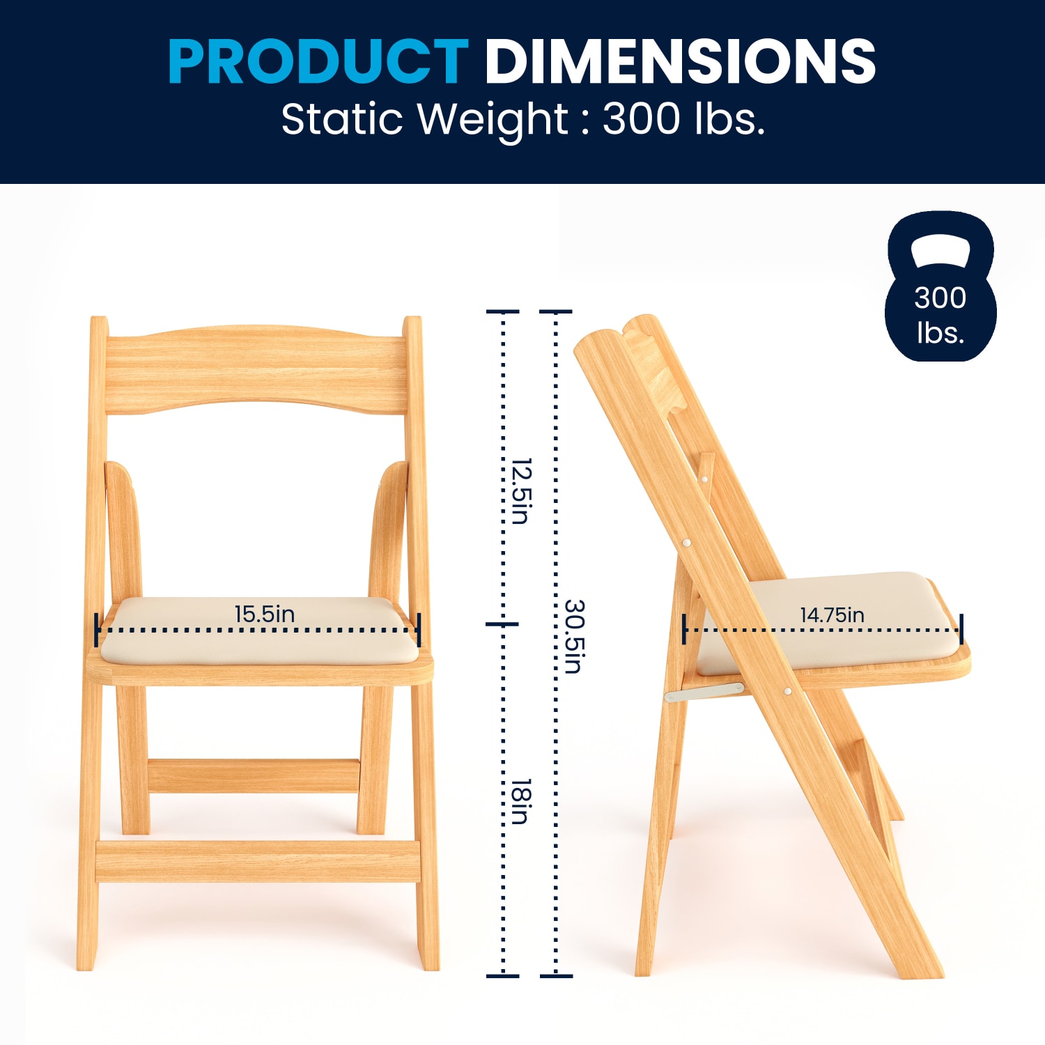 Flash Furniture HERCULES Series Wood Folding Chairs With Vinyl Padded Seats Natural Pack Of 2 Chairs PopularChairscom
