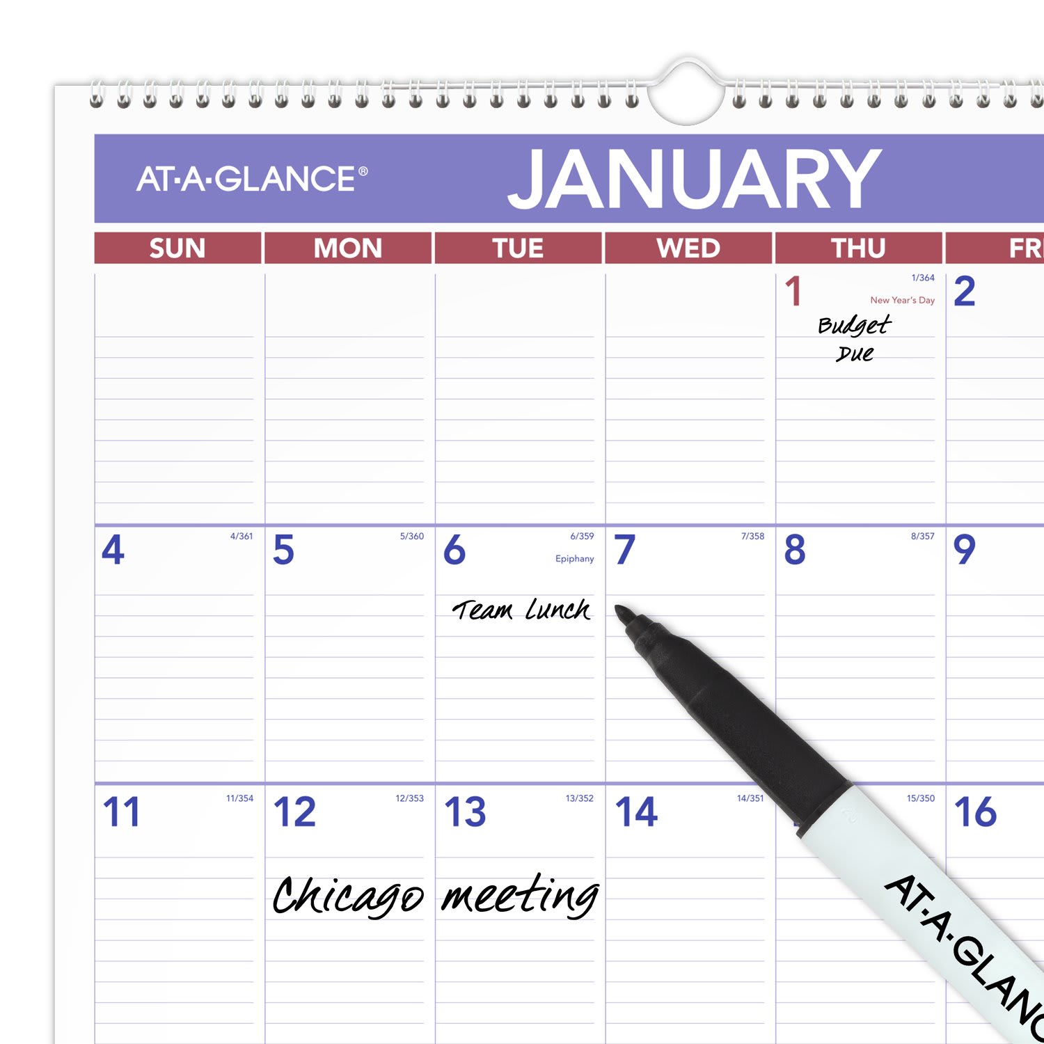 AT-A-GLANCE 2026 Erasable Monthly Wall Calendar, Large, 15 1/2in x 22 3/4in - Image 4