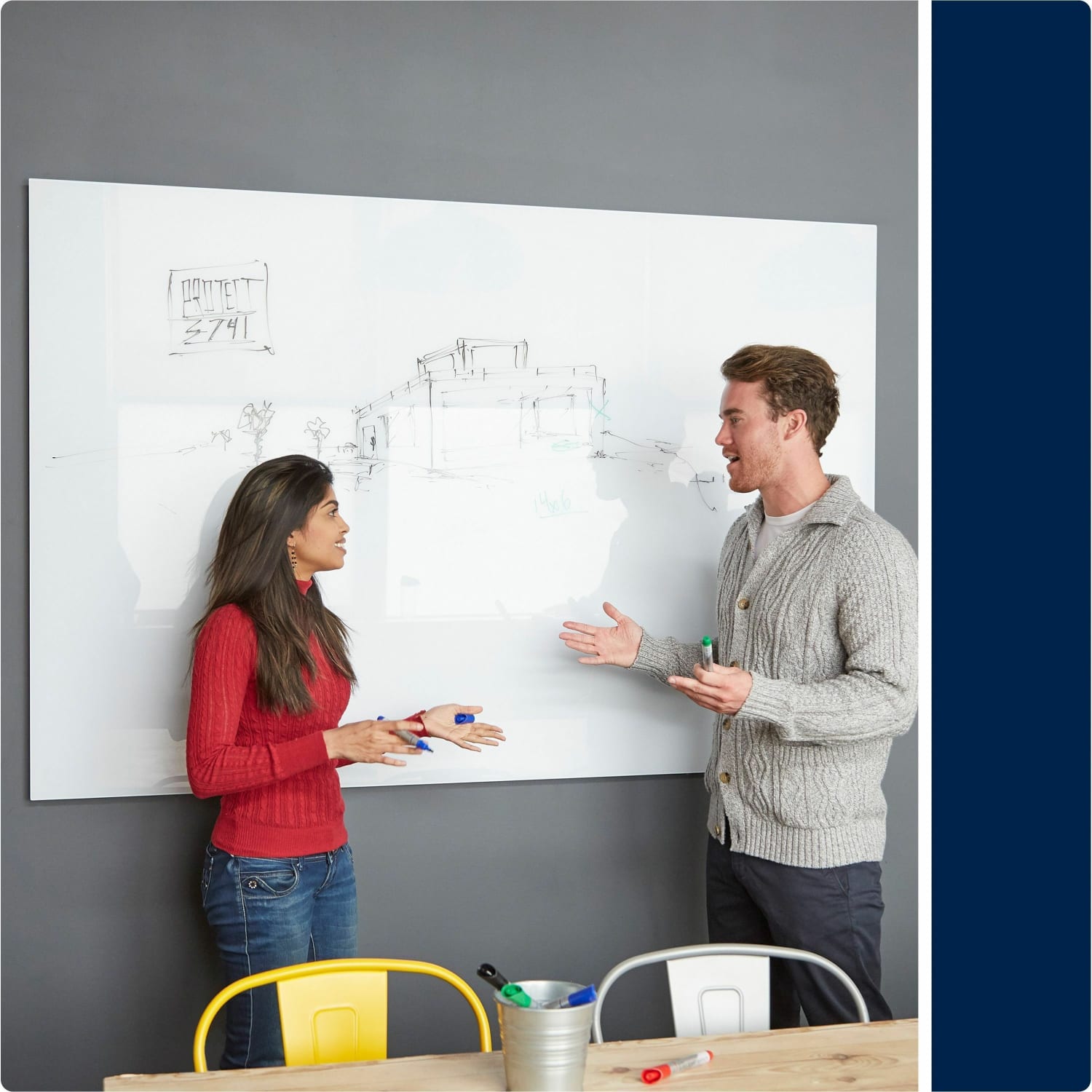 Quartet InvisaMount Magnetic Glass Board - 48in (4 ft) Width x 36in (3 ft) Height - White Tempered Glass Surface - Horizontal - Magnetic - Image 3