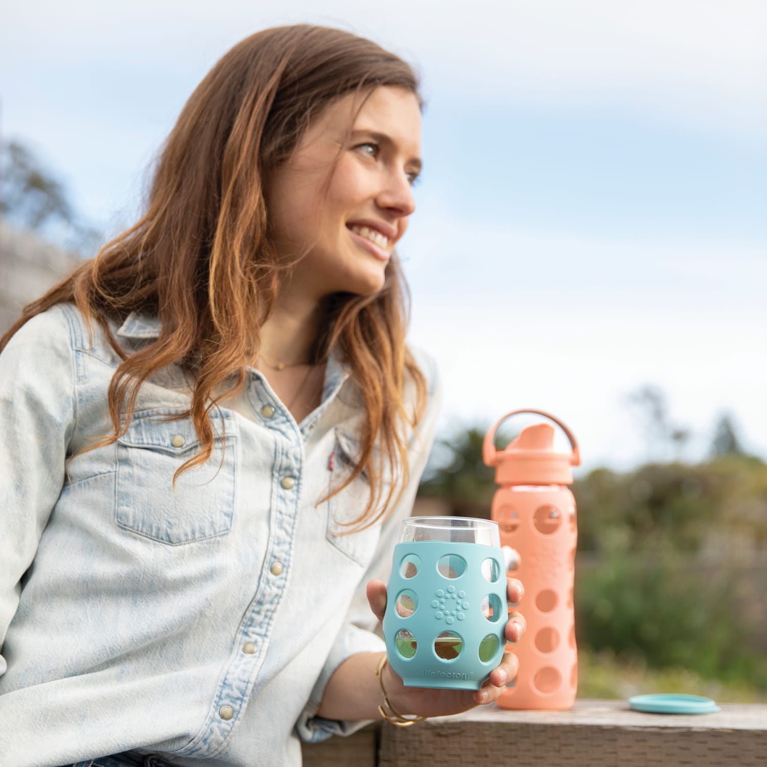 LifeFactory Glass Water Bottle With Active Flip Cap And Protective Silicone Sleeve, 22 Oz, Cantaloupe - Image 5