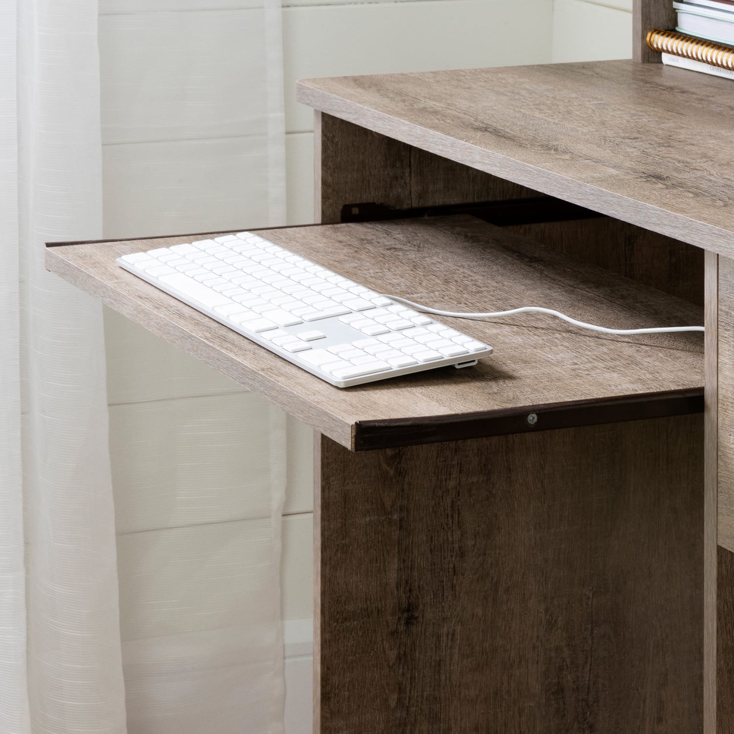 South Shore Axess 41inW Computer Desk With Keyboard Tray, Weathered Oak - Image 6