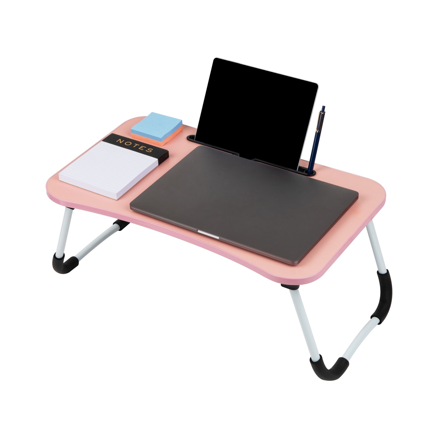 Mind Reader Portable Laptop Desk with Folding Legs, 10-1/2in H x 13-3/4in W x 23-1/2in L, Pink - Image 4