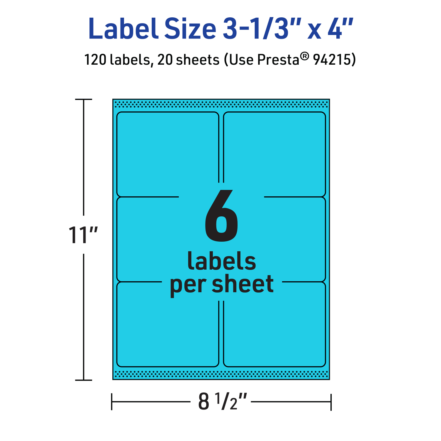Avery Printable Labels With Sure Feed Technology, 94215-BBP20, Rectangle, 3-1/3in x 4in, Matte Bright Blue, Pack of 120 - Image 6