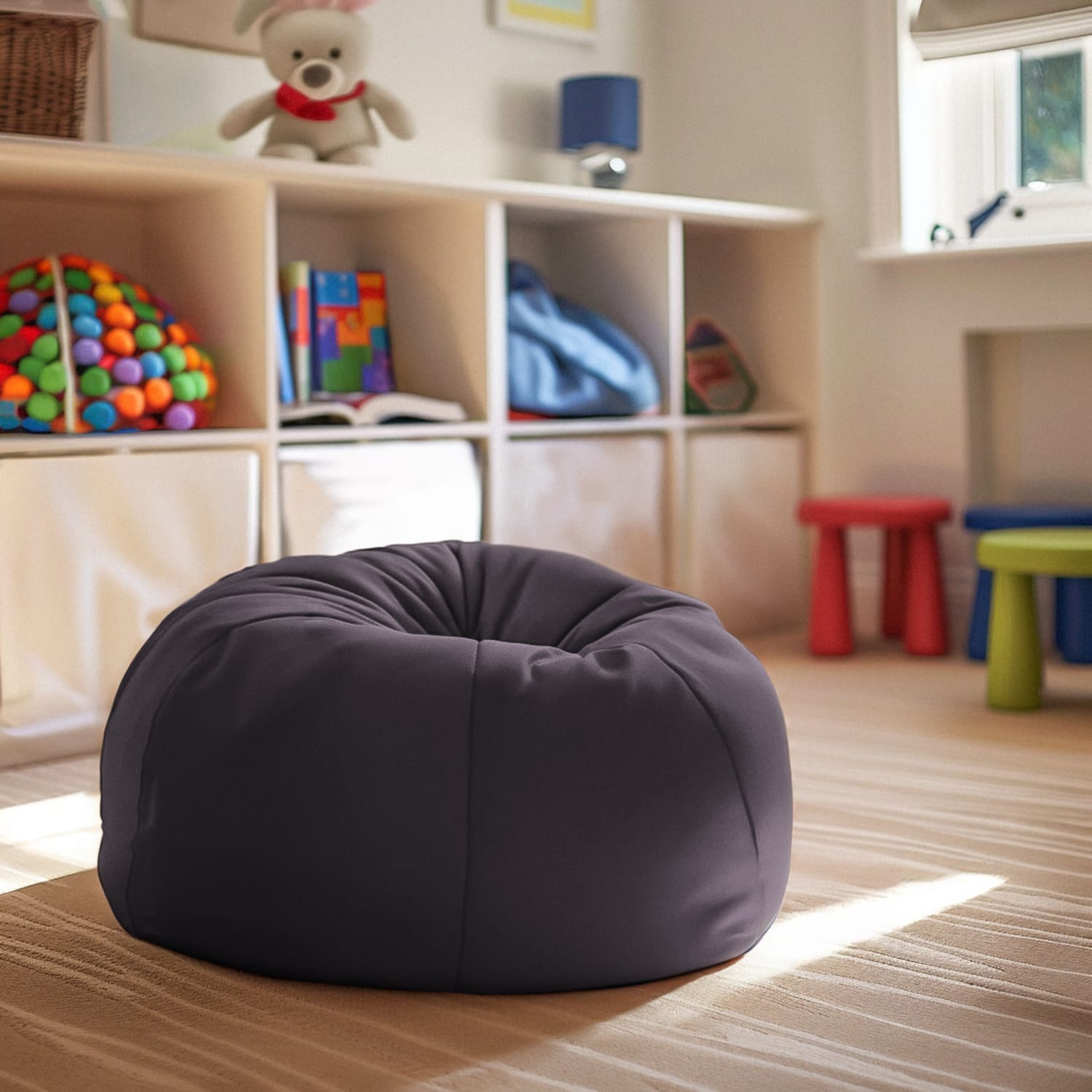 Flash Furniture Small Bean Bag Chair For Kids And Teens, Gray - Image 4