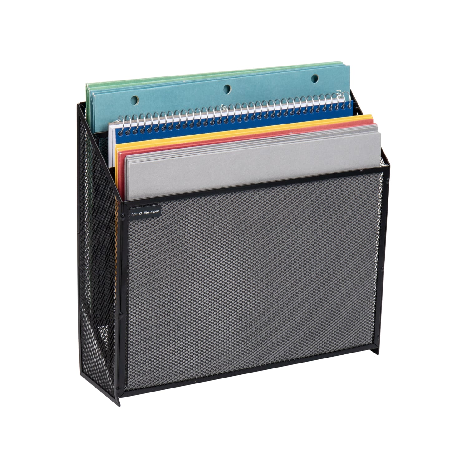 Mind Reader 3 Compartment Vertical File Storage, 11-1/2inH x 3-3/4inW x 12-1/2inD, Black - Image 5