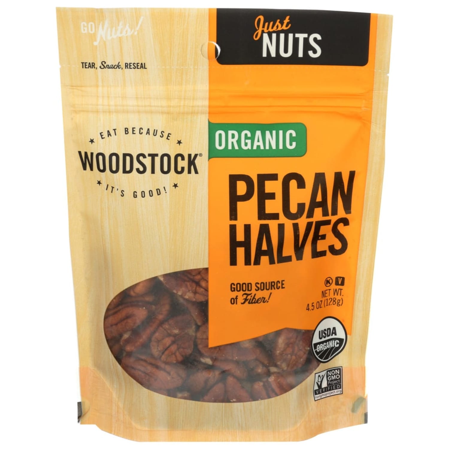 Woodstock Foods Organic Pecan Halves, 4.5 Oz, Total Qty 8