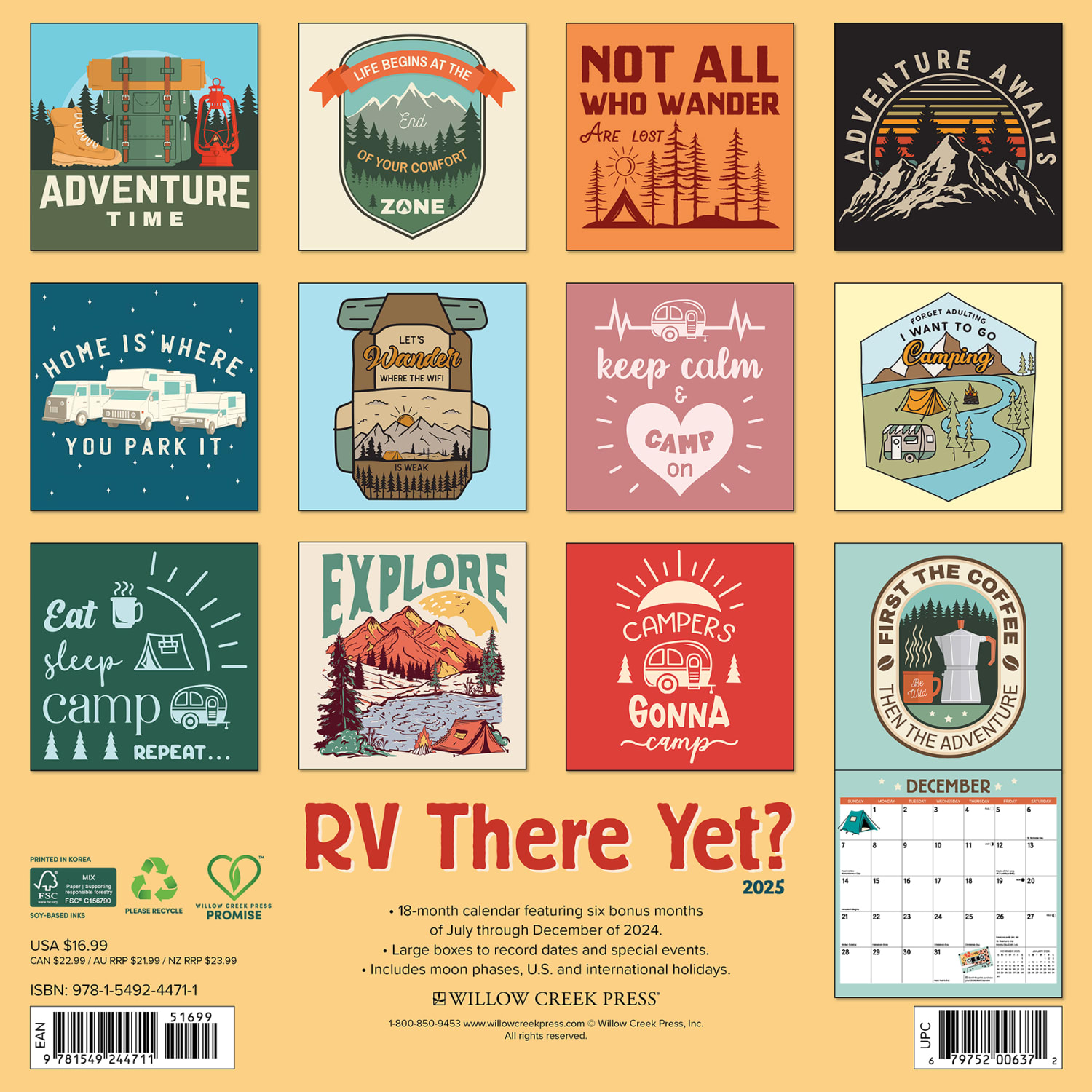 2025 Willow Creek Press Wall Calendar, 12in x 12in, RV There Yet?, January 2025 To December 2025, 44711 - Image 6