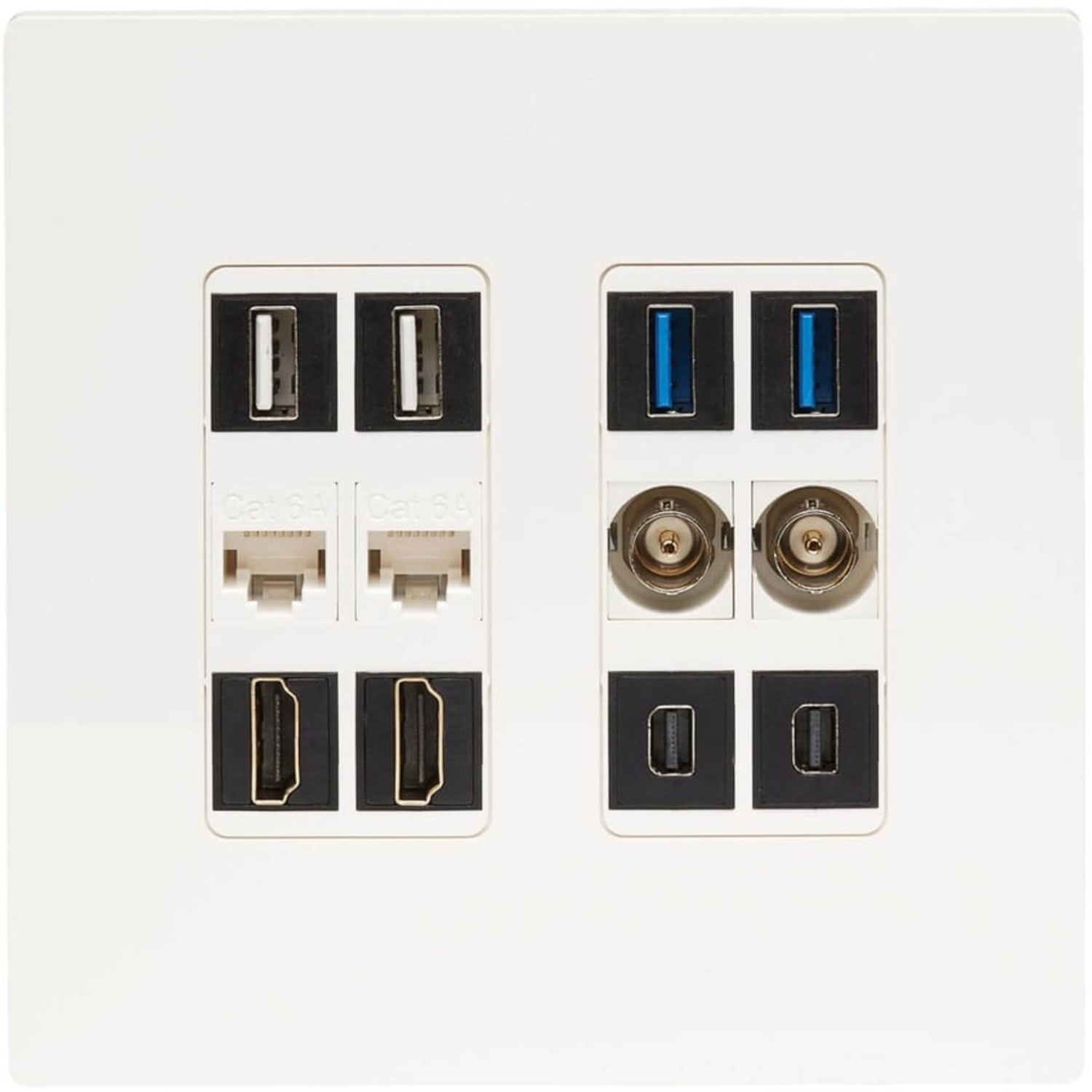Eaton Tripp Lite Series 12-Port Double-Gang Universal Keystone Wall Plate, Cat5e/6/6a, USB, HDMI, DisplayPort, White, TAA - N080212 - Image 4