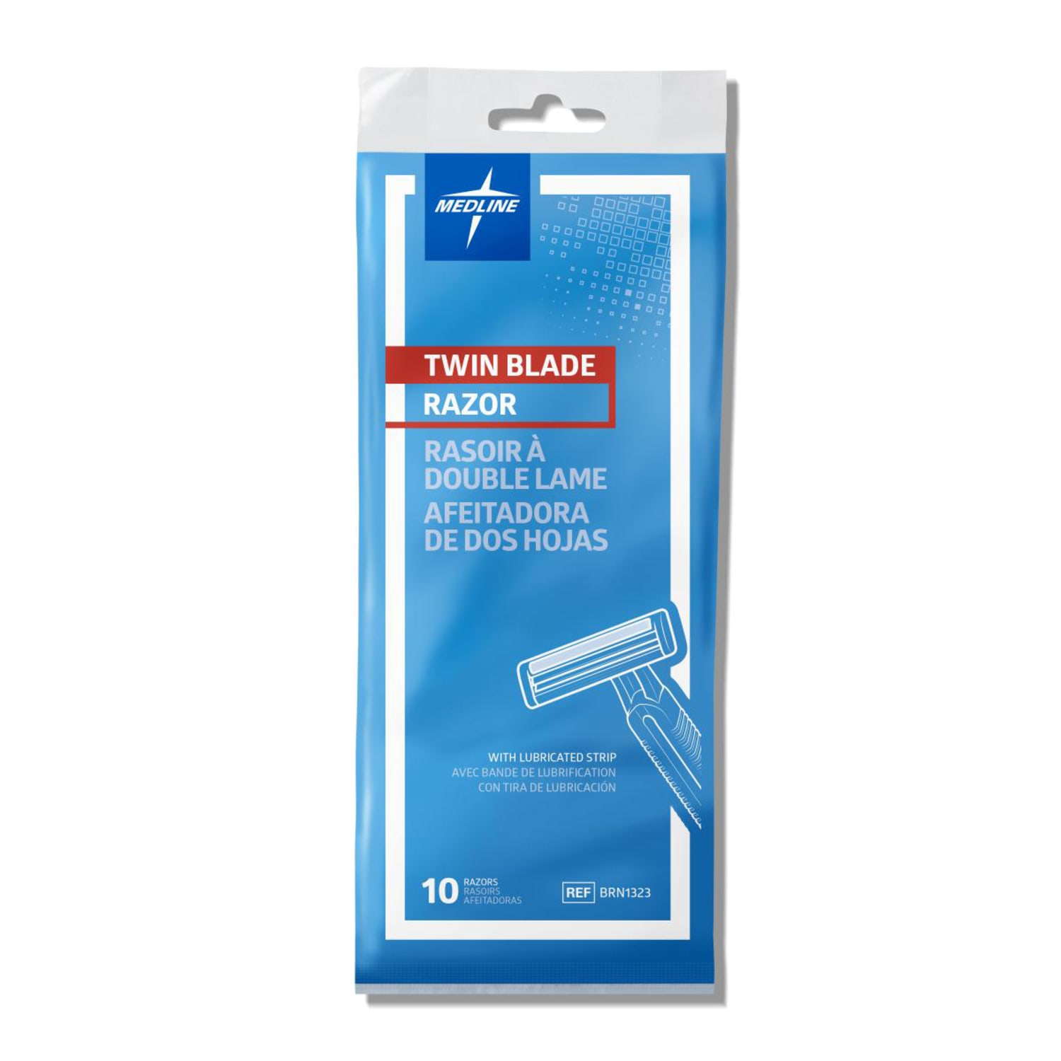 Medline Twin-Blade Facial Razors With Lubrication Strip, Pack Of 500 - Image 3