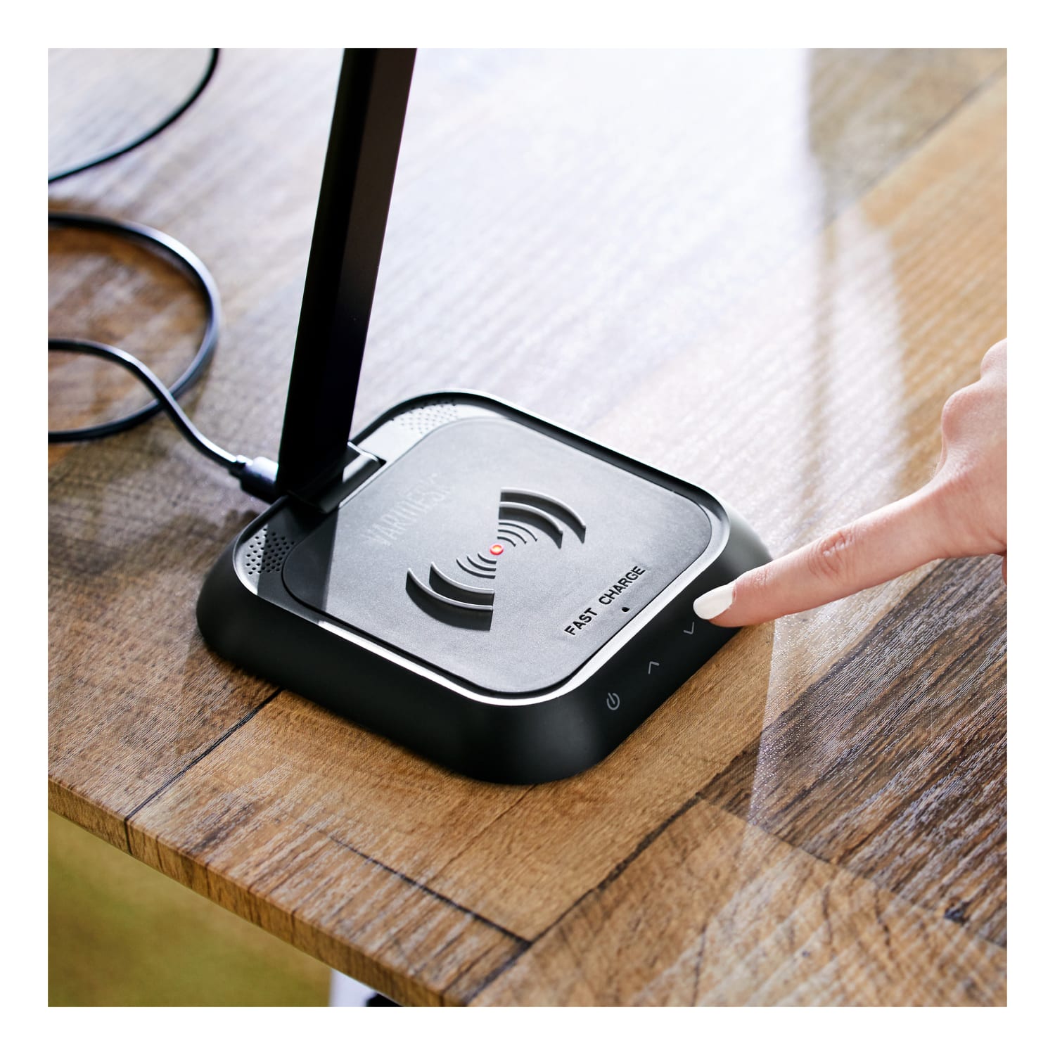 Vari LED Task Lamp + Wireless Charger, 15inH x 5inW x 5inD, Black - Image 4
