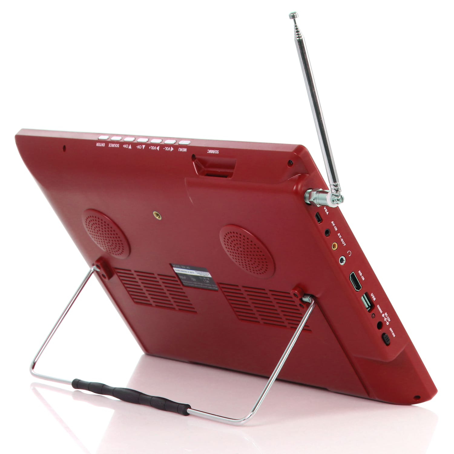 Trexonic Portable Rechargeable 14in LED TV With HDMI And Built-In Digital Tuner, Red, 995115778M - Image 3