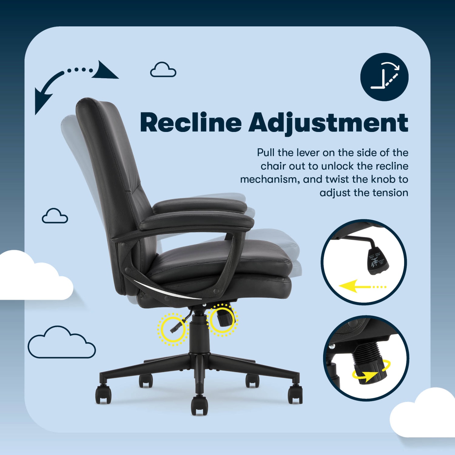 Serta Comfort Modern Ergonomic Bonded Leather High Back Executive Office Chair Black PopularChairscom