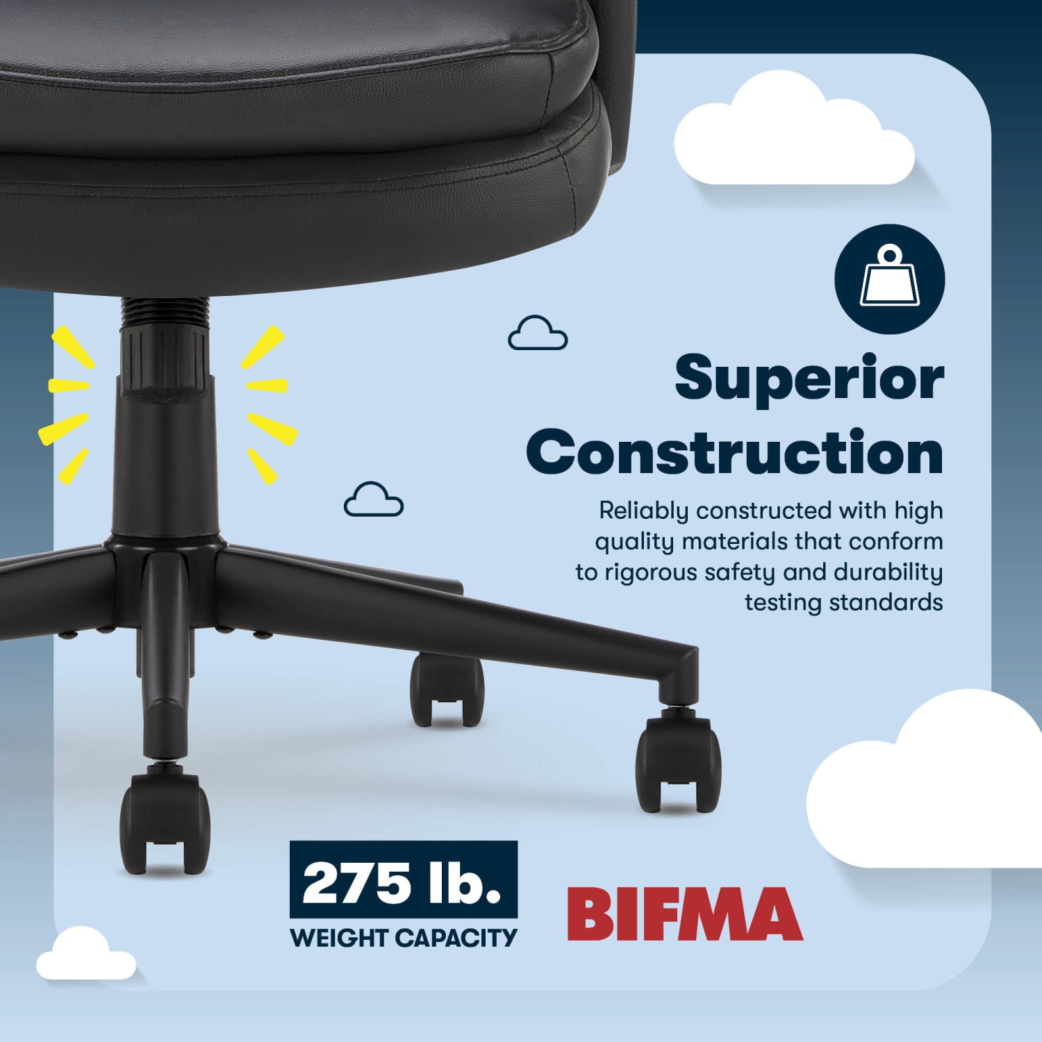 Serta Comfort Modern Ergonomic Bonded Leather High Back Executive Office Chair Black PopularChairscom