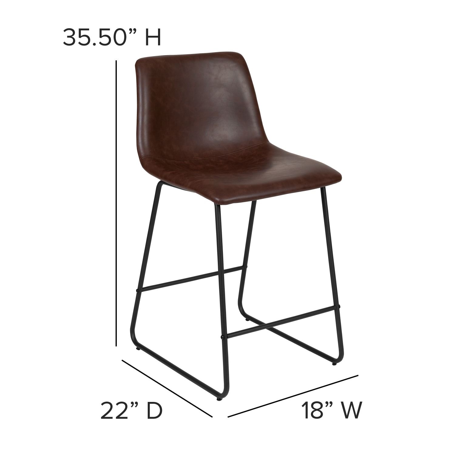 Flash Furniture LeatherSoft Faux Leather Counter Height Bar Stools Dark Brown Set Of 2 Stools PopularChairscom