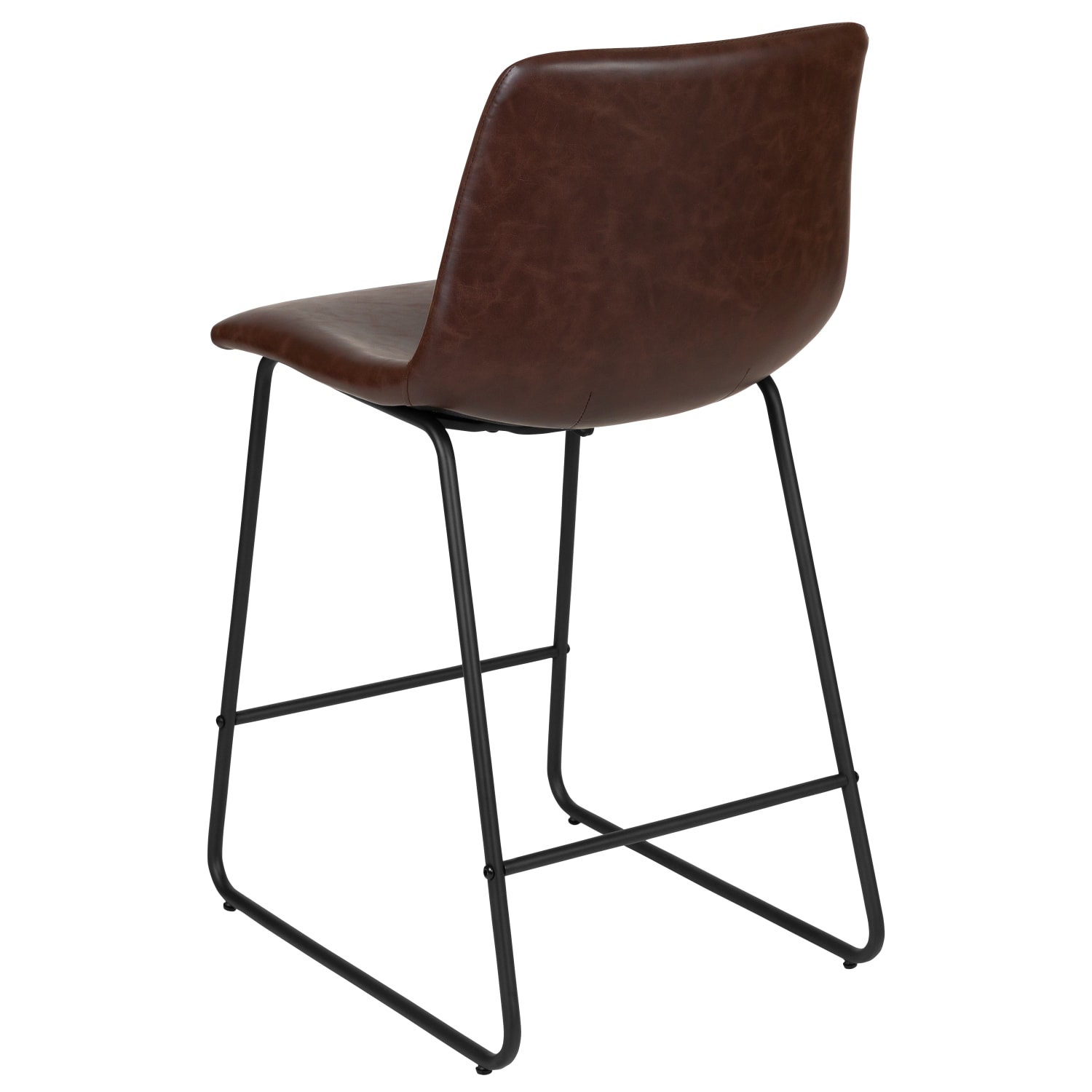 Flash Furniture LeatherSoft Faux Leather Counter Height Bar Stools Dark Brown Set Of 2 Stools PopularChairscom